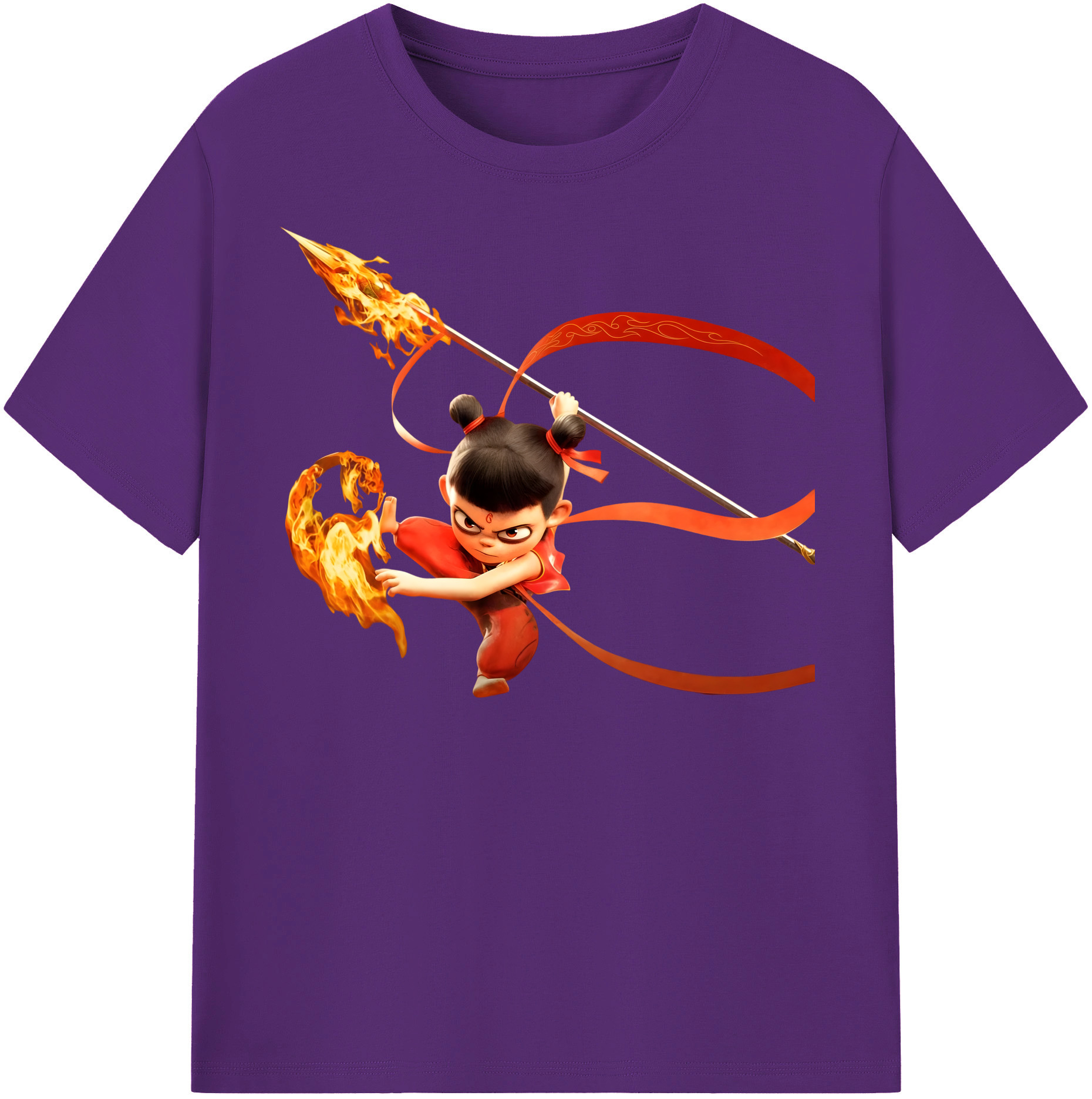 （画像用） Ne Zha 2 ナタ 魔童の大暴れ 綿100％半袖Tシャツ（フロントプリント）