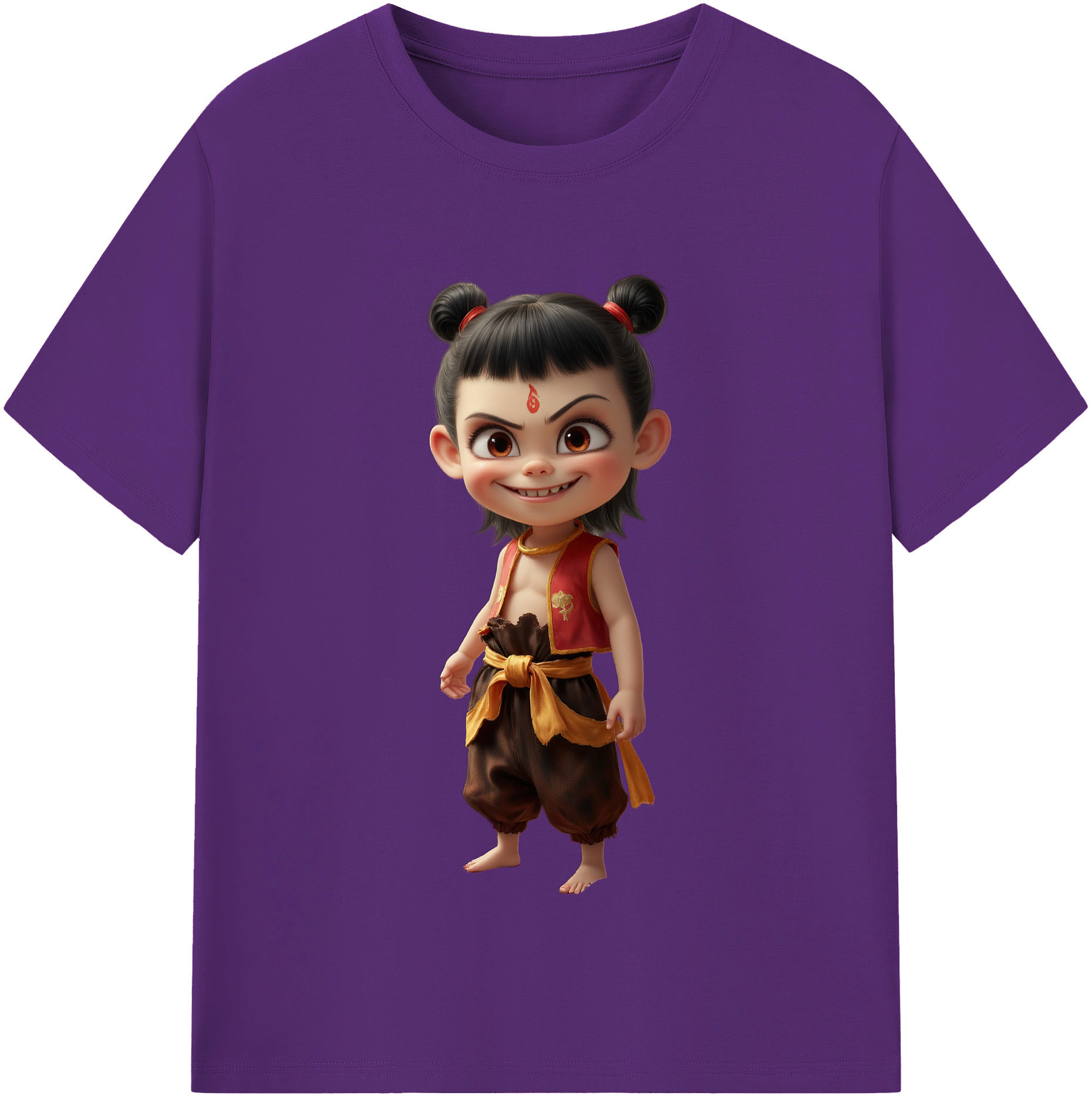 （画像用） Ne Zha 2 ナタ 魔童の大暴れ 綿100％半袖Tシャツ（フロントプリント）