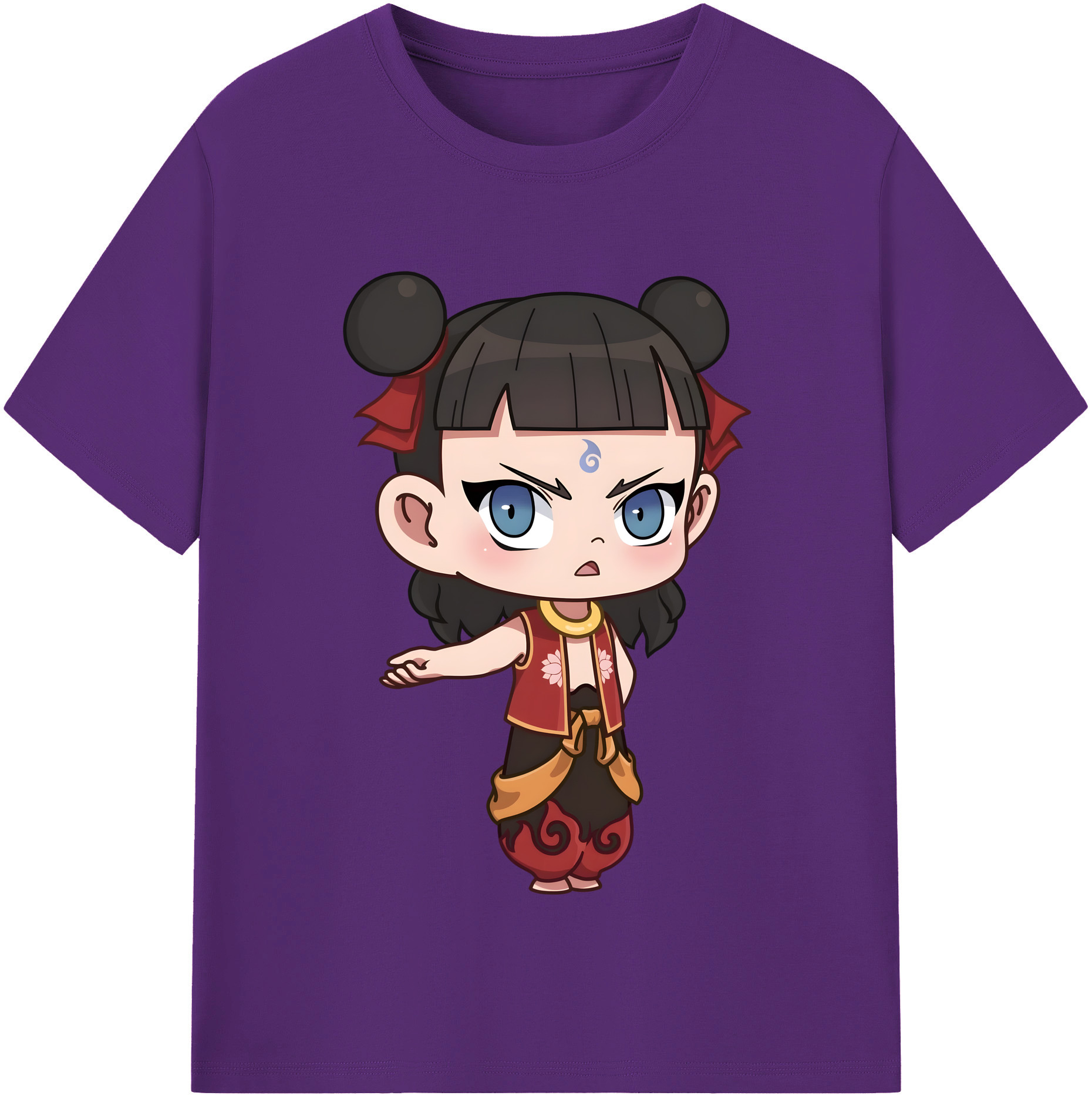 （画像用） Ne Zha 2 ナタ 魔童の大暴れ 綿100％半袖Tシャツ（フロントプリント）