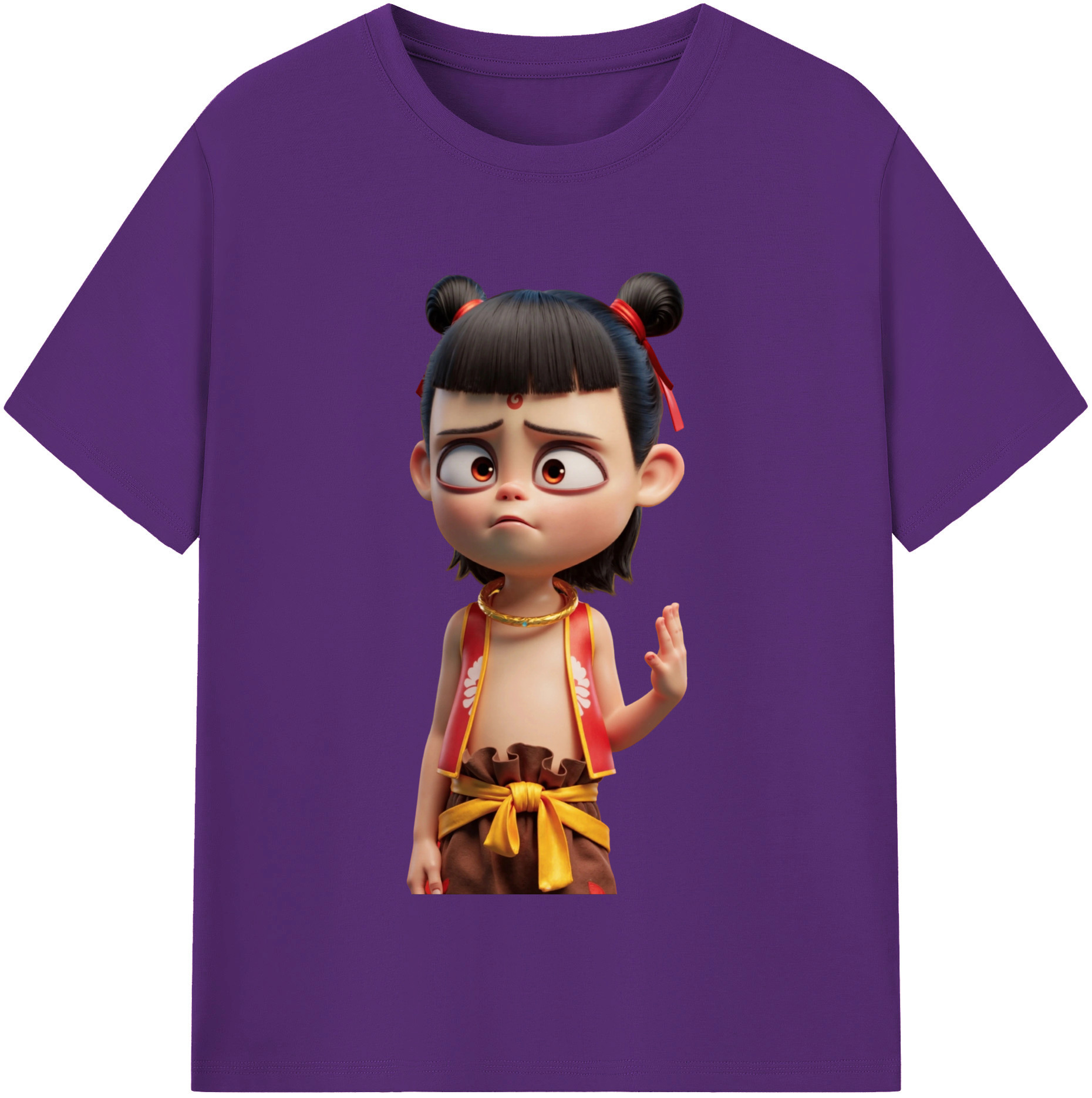 （画像用） Ne Zha 2 ナタ 魔童の大暴れ 綿100％半袖Tシャツ（フロントプリント）