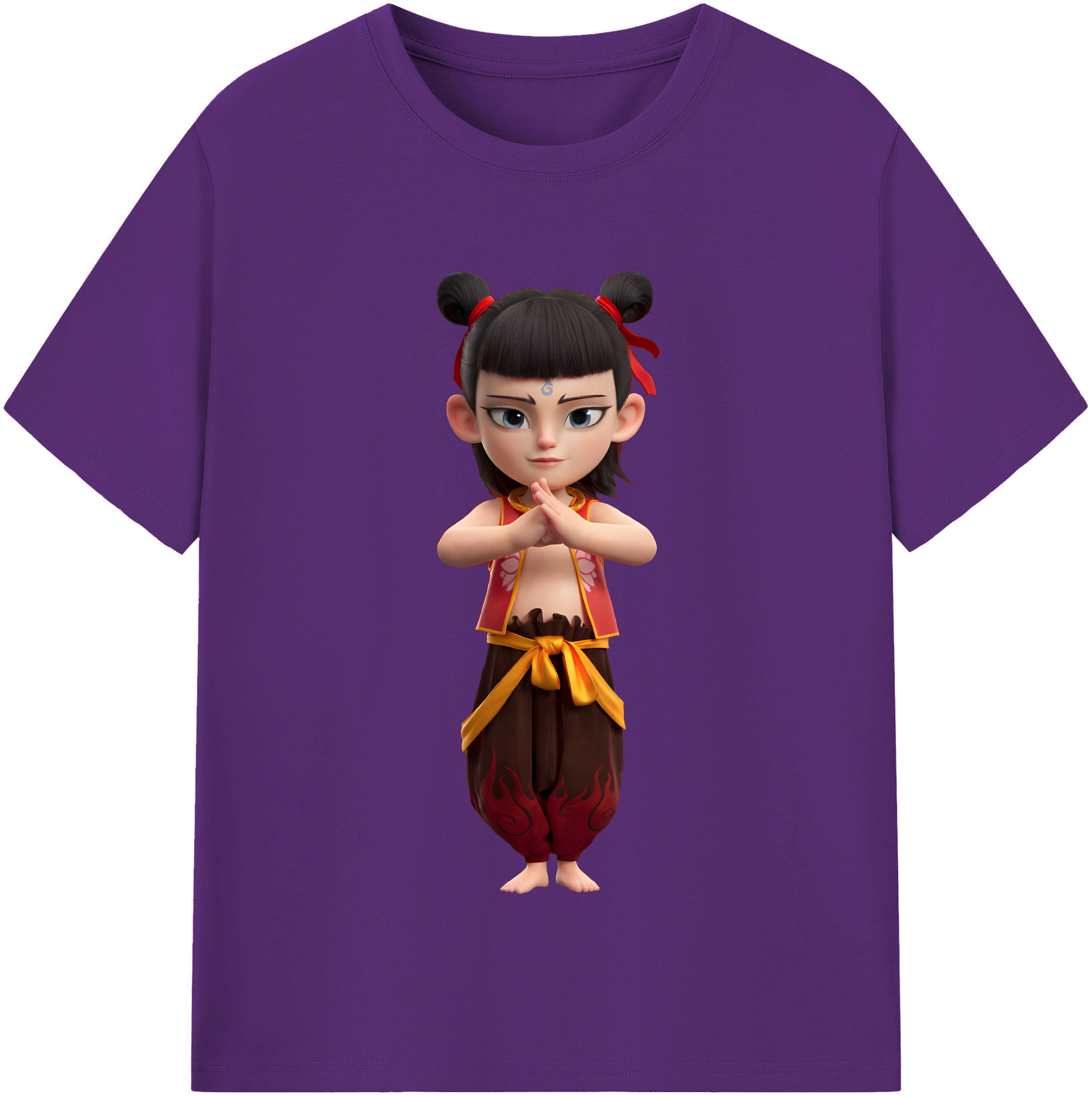 （画像用） Ne Zha 2 ナタ 魔童の大暴れ 綿100％半袖Tシャツ（フロントプリント）