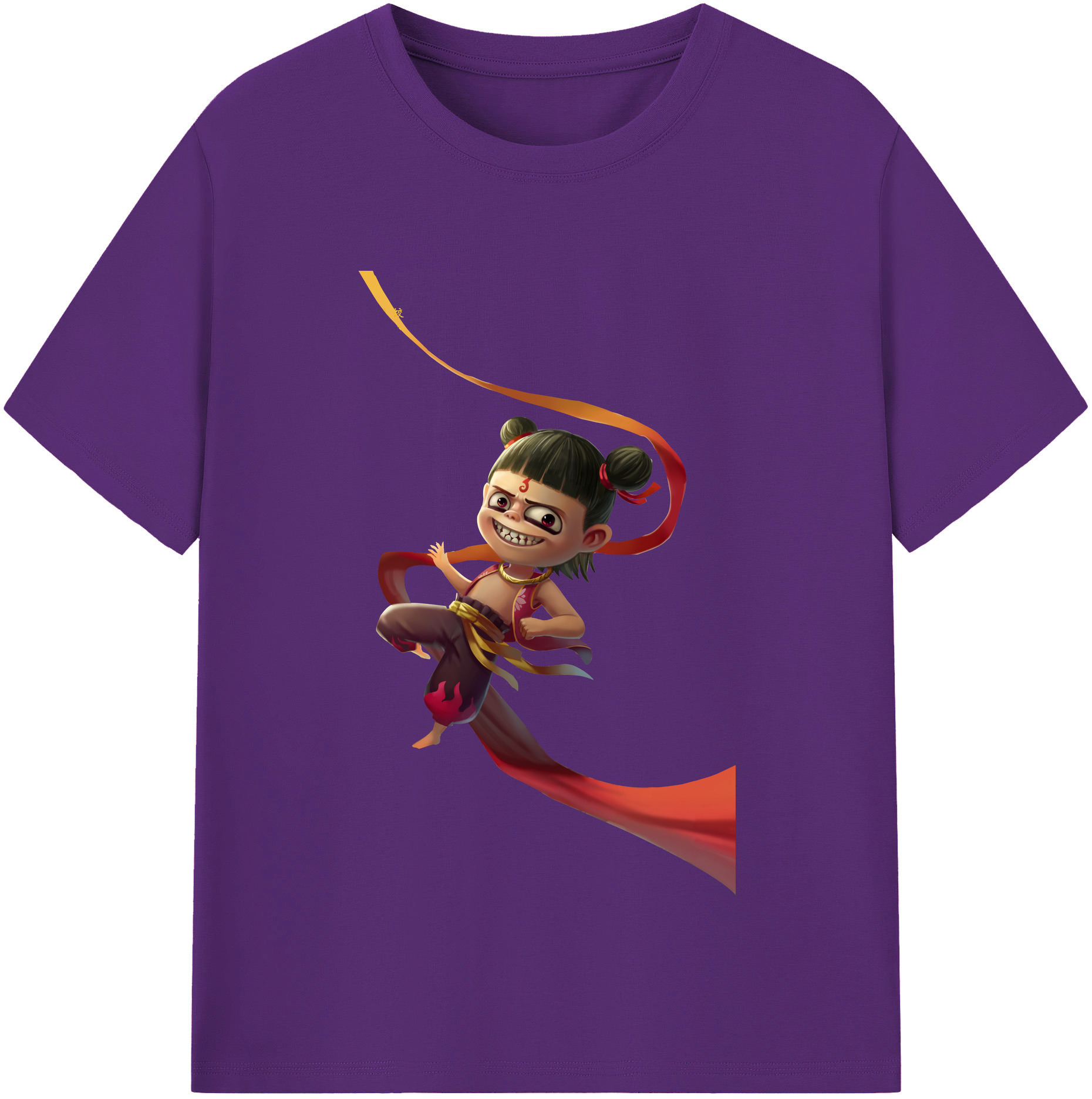 （画像用） Ne Zha 2 ナタ 魔童の大暴れ 綿100％半袖Tシャツ（フロントプリント）