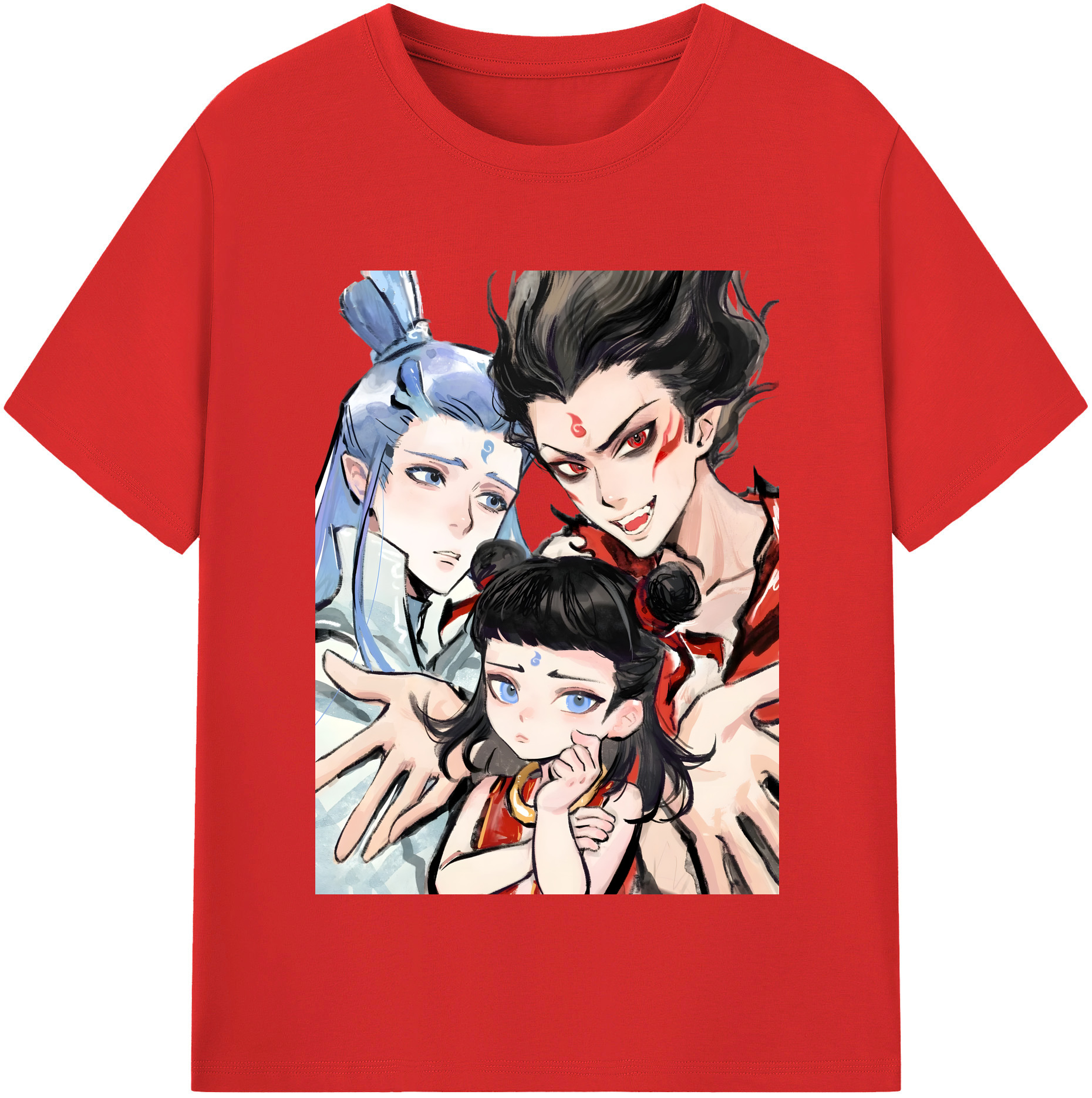 （画像用） Ne Zha 2 ナタ 魔童の大暴れ 綿100％半袖Tシャツ（フロントプリント）