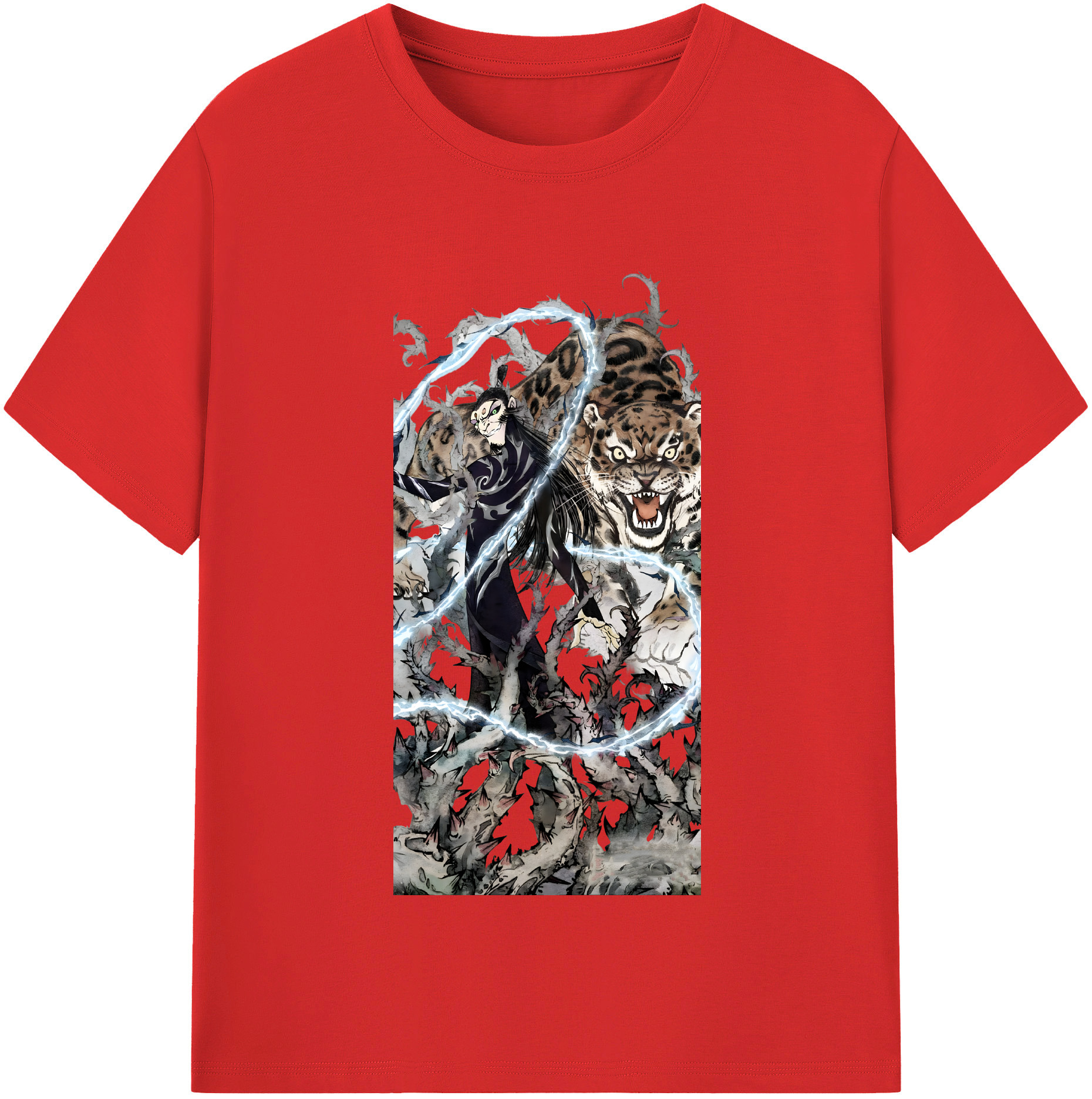 （画像用） Ne Zha 2 ナタ 魔童の大暴れ 綿100％半袖Tシャツ（フロントプリント）