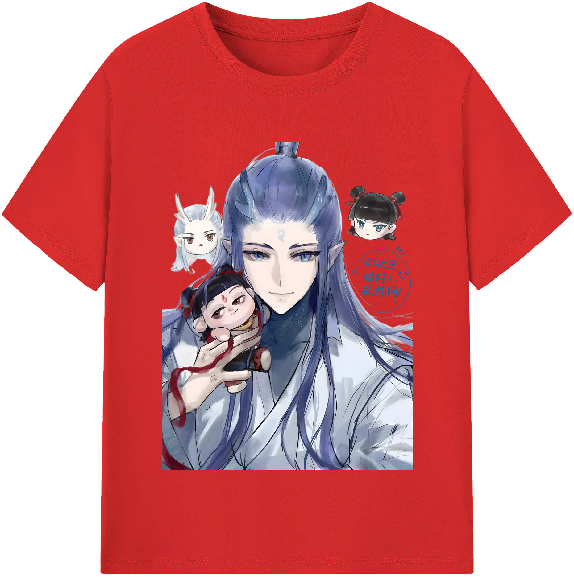 （画像用） Ne Zha 2 ナタ 魔童の大暴れ 綿100％半袖Tシャツ（フロントプリント）