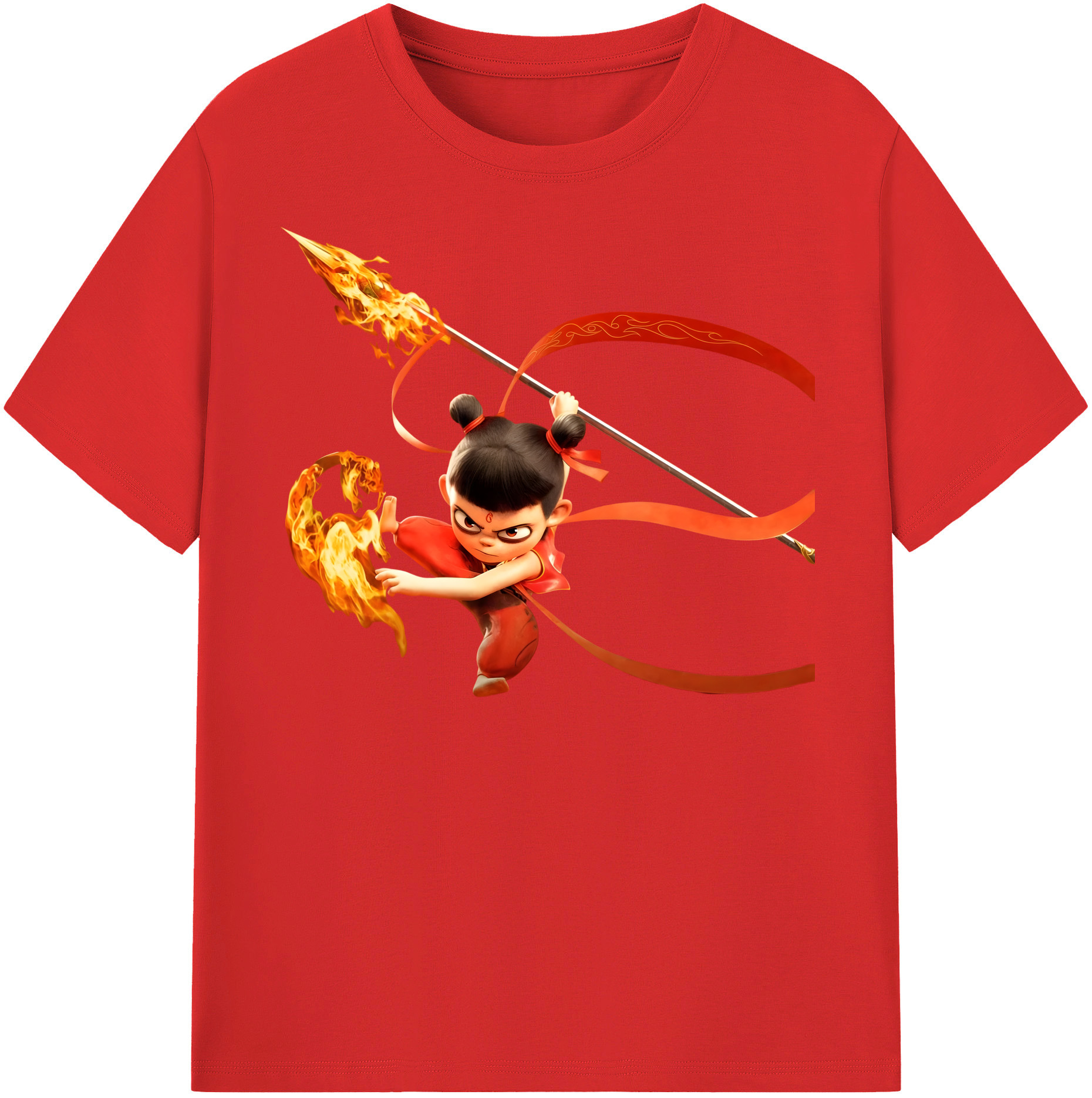 （画像用） Ne Zha 2 ナタ 魔童の大暴れ 綿100％半袖Tシャツ（フロントプリント）