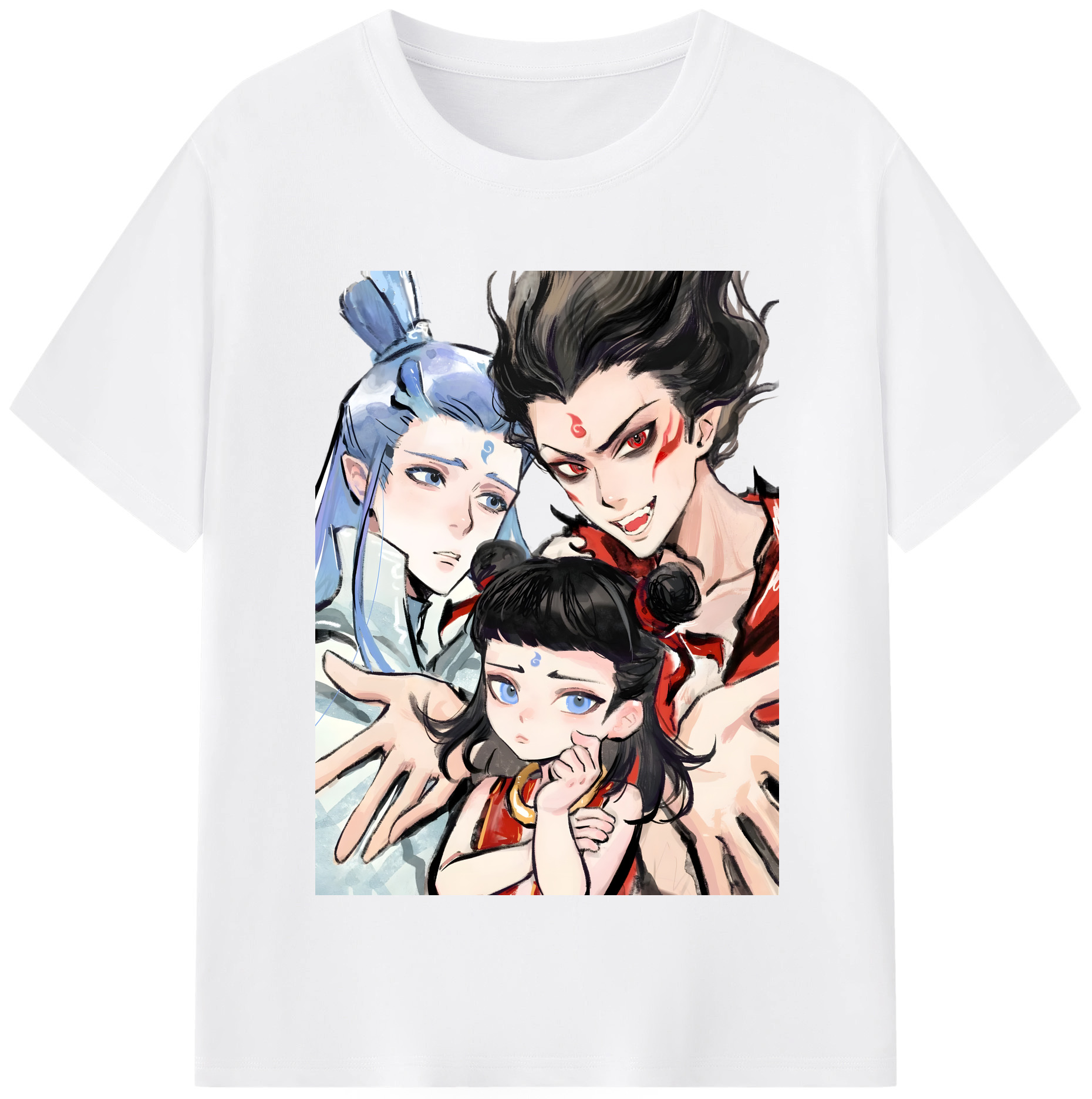 （画像用） Ne Zha 2 ナタ 魔童の大暴れ 綿100％半袖Tシャツ（フロントプリント）