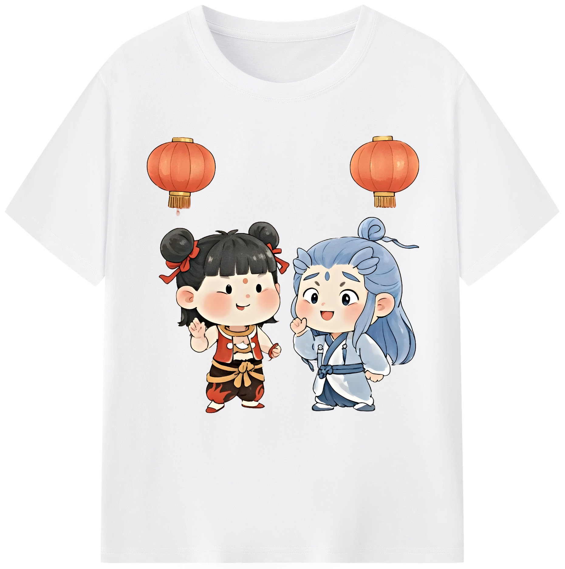 （画像用） Ne Zha 2 ナタ 魔童の大暴れ 綿100％半袖Tシャツ（フロントプリント）