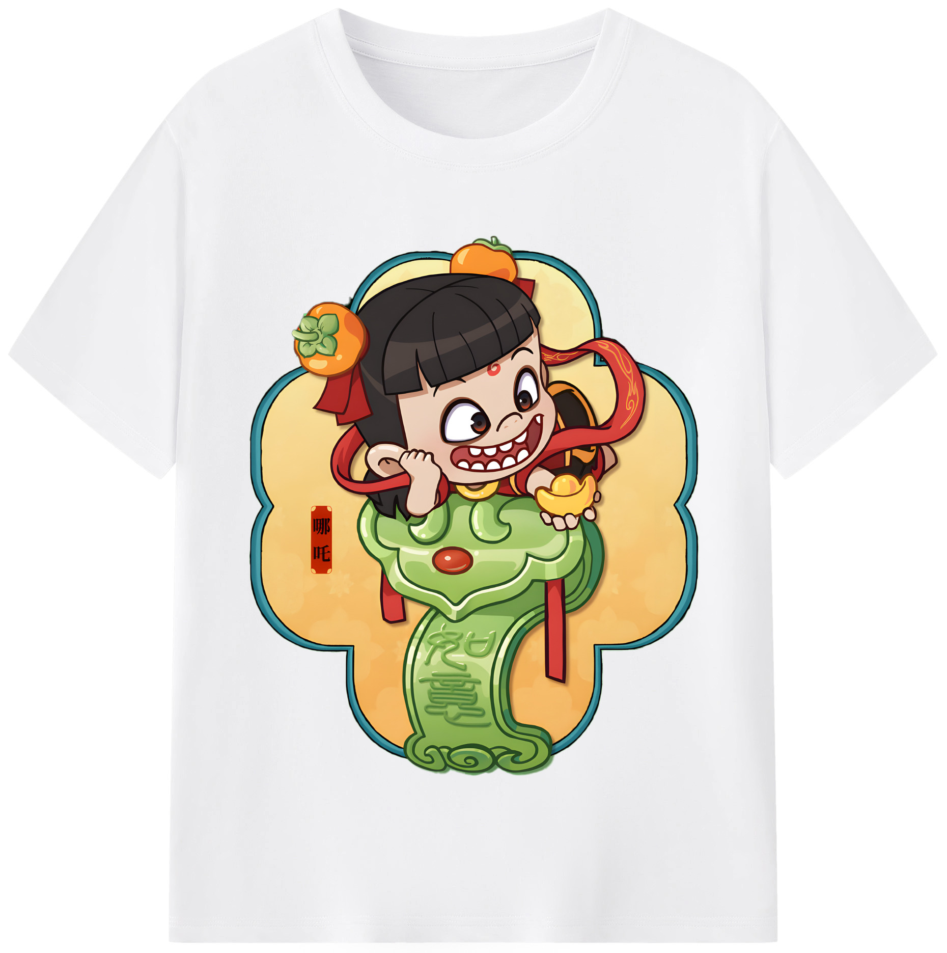 （画像用） Ne Zha 2 ナタ 魔童の大暴れ 綿100％半袖Tシャツ（フロントプリント）