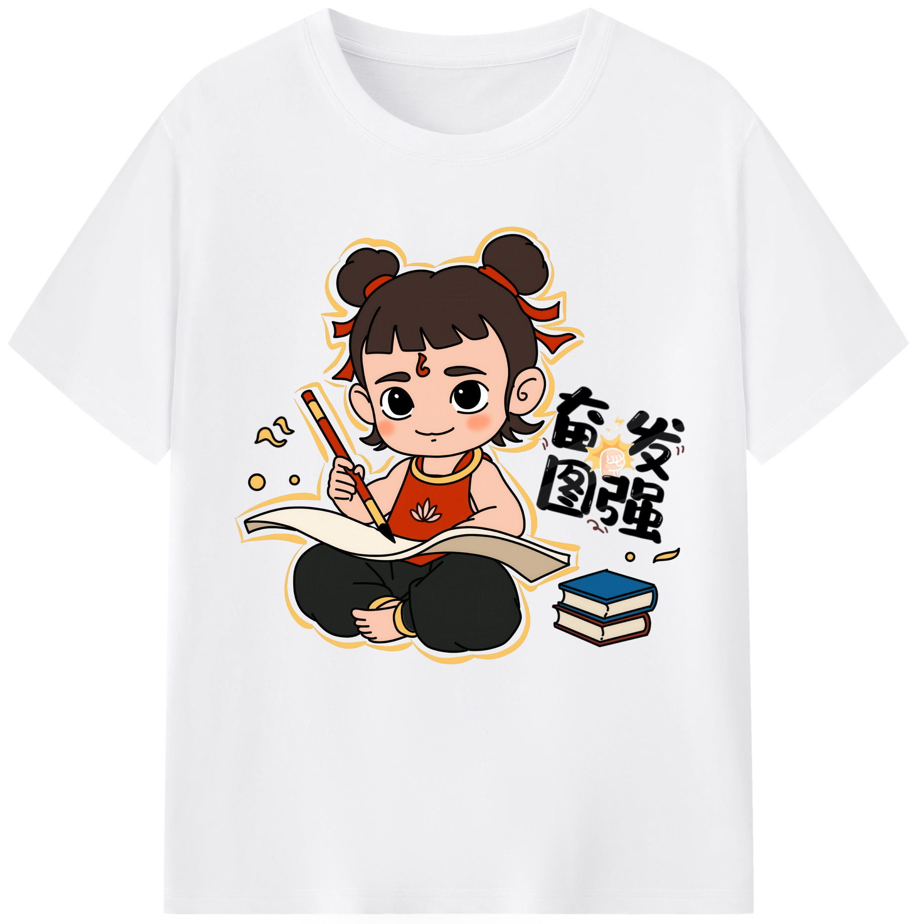 （画像用） Ne Zha 2 ナタ 魔童の大暴れ 綿100％半袖Tシャツ（フロントプリント）