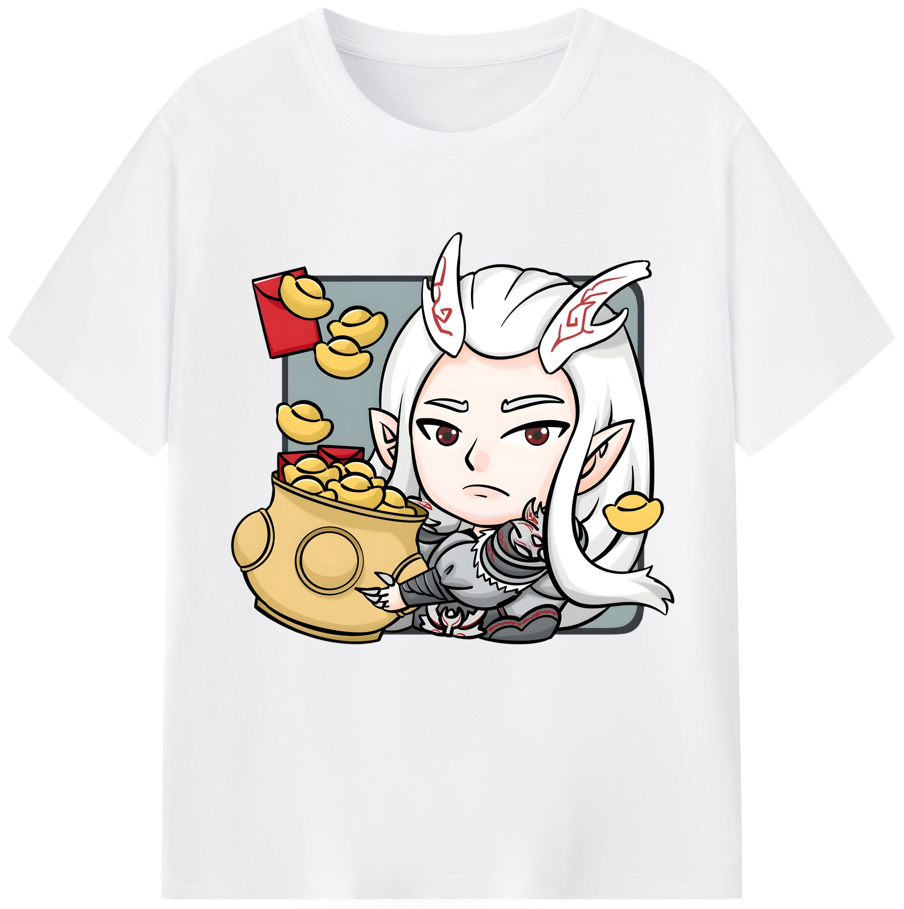 （画像用） Ne Zha 2 ナタ 魔童の大暴れ 綿100％半袖Tシャツ（フロントプリント）
