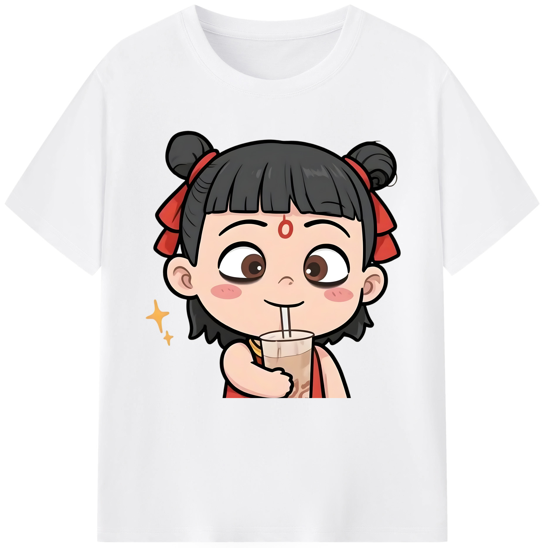 （画像用） Ne Zha 2 ナタ 魔童の大暴れ 綿100％半袖Tシャツ（フロントプリント）