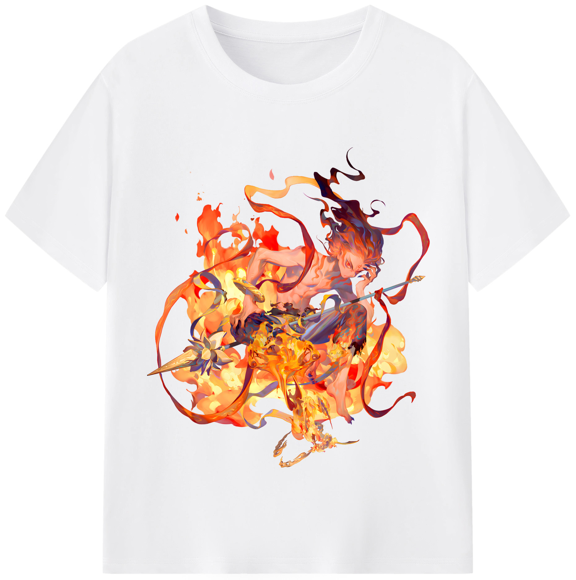 （画像用） Ne Zha 2 ナタ 魔童の大暴れ 綿100％半袖Tシャツ（フロントプリント）