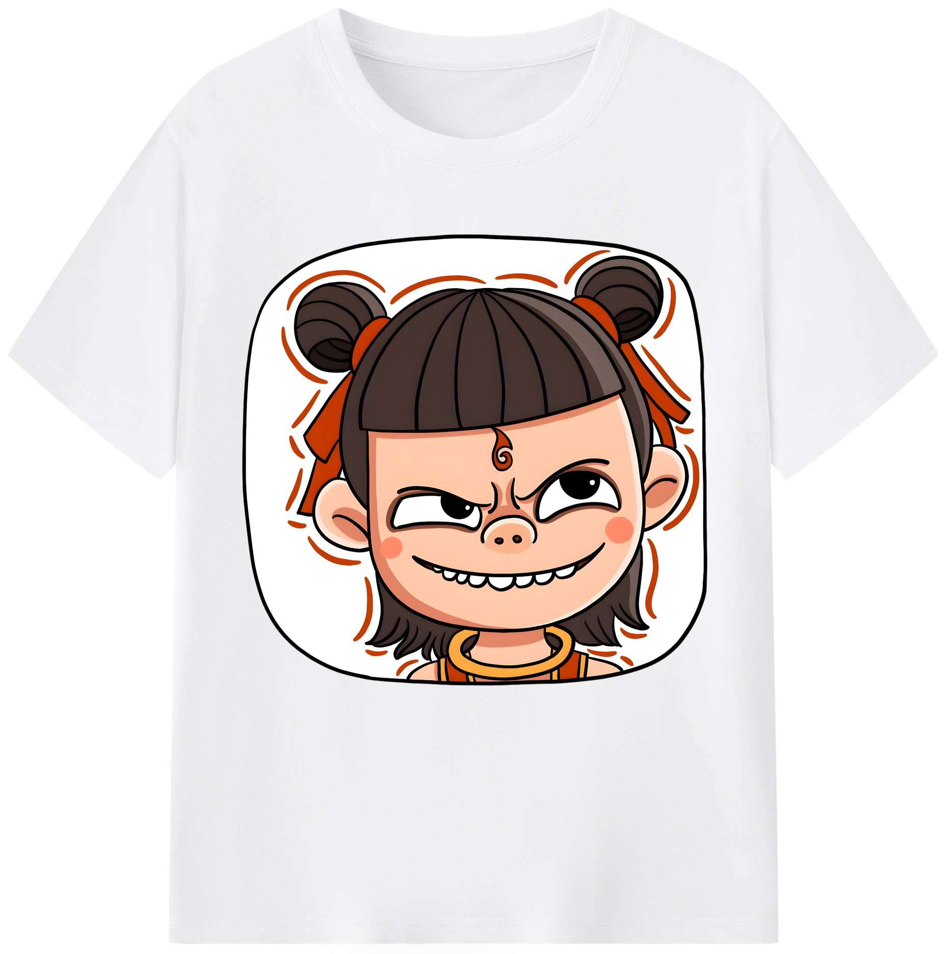 （画像用） Ne Zha 2 ナタ 魔童の大暴れ 綿100％半袖Tシャツ（フロントプリント）