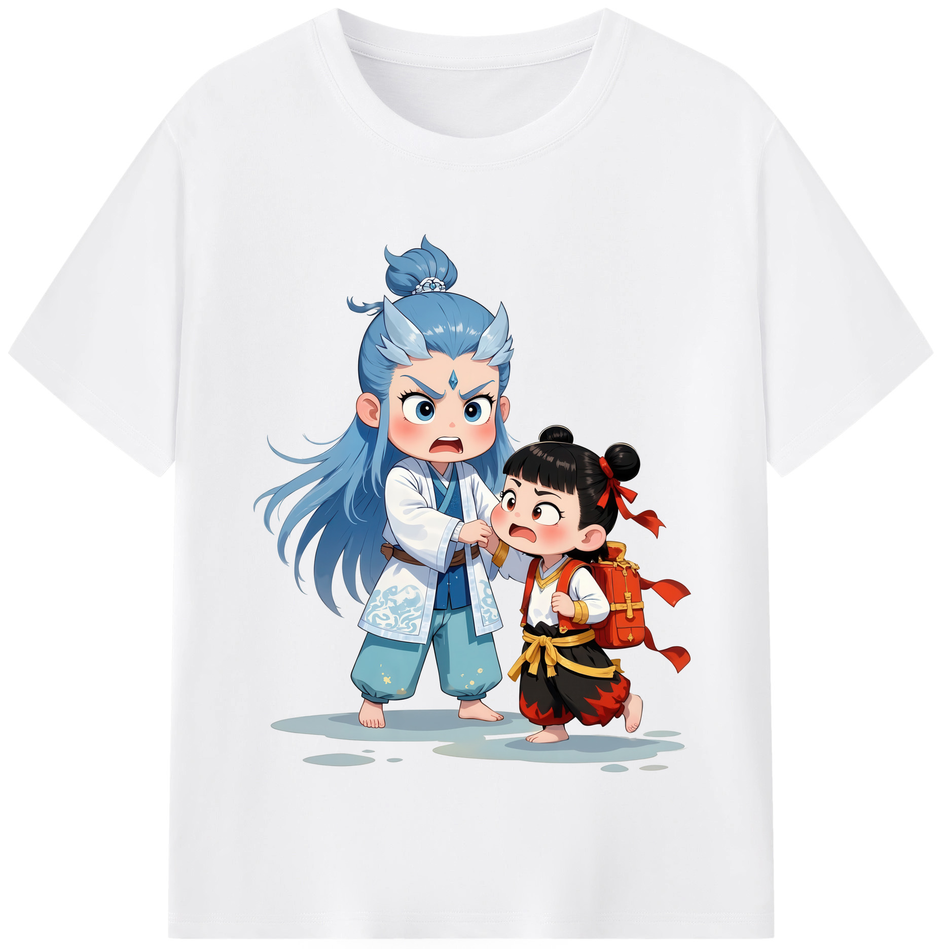 （画像用） Ne Zha 2 ナタ 魔童の大暴れ 綿100％半袖Tシャツ（フロントプリント）