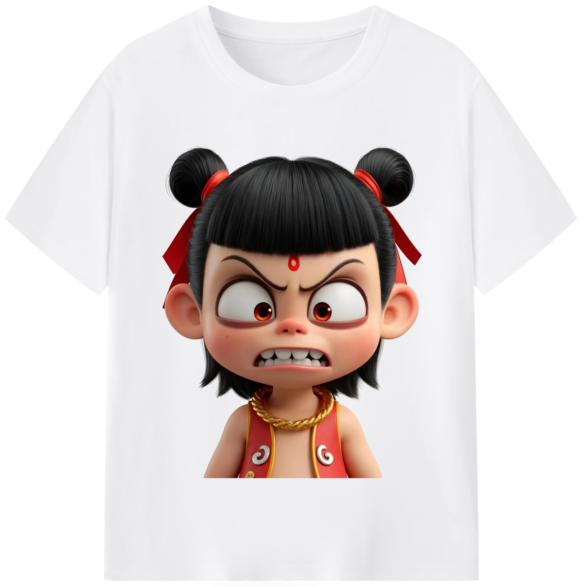 （画像用） Ne Zha 2 ナタ 魔童の大暴れ 綿100％半袖Tシャツ（フロントプリント）