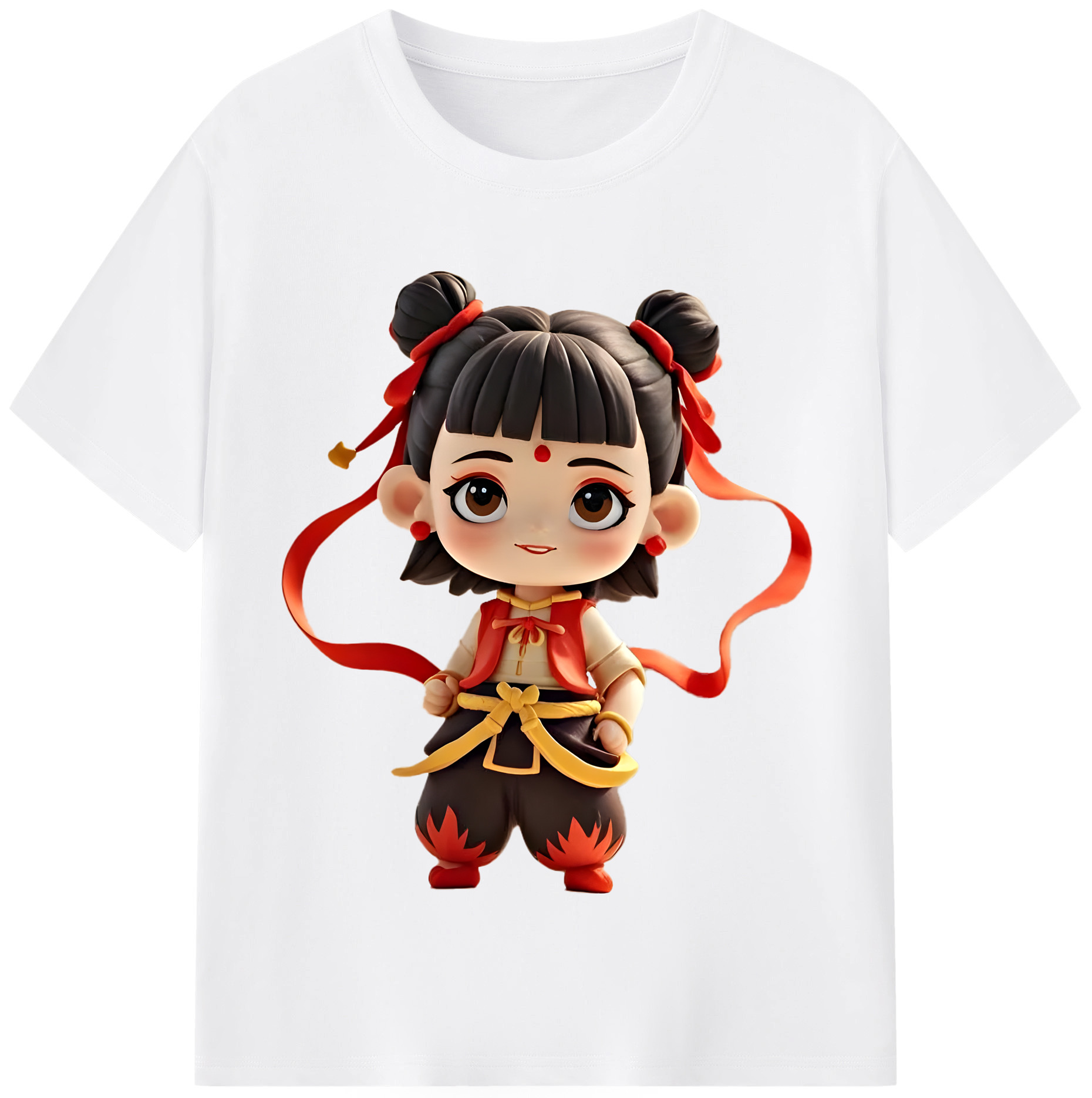 （画像用） Ne Zha 2 ナタ 魔童の大暴れ 綿100％半袖Tシャツ（フロントプリント）