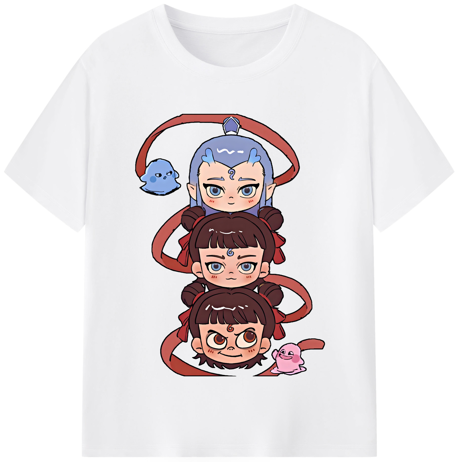 （画像用） Ne Zha 2 ナタ 魔童の大暴れ 綿100％半袖Tシャツ（フロントプリント）