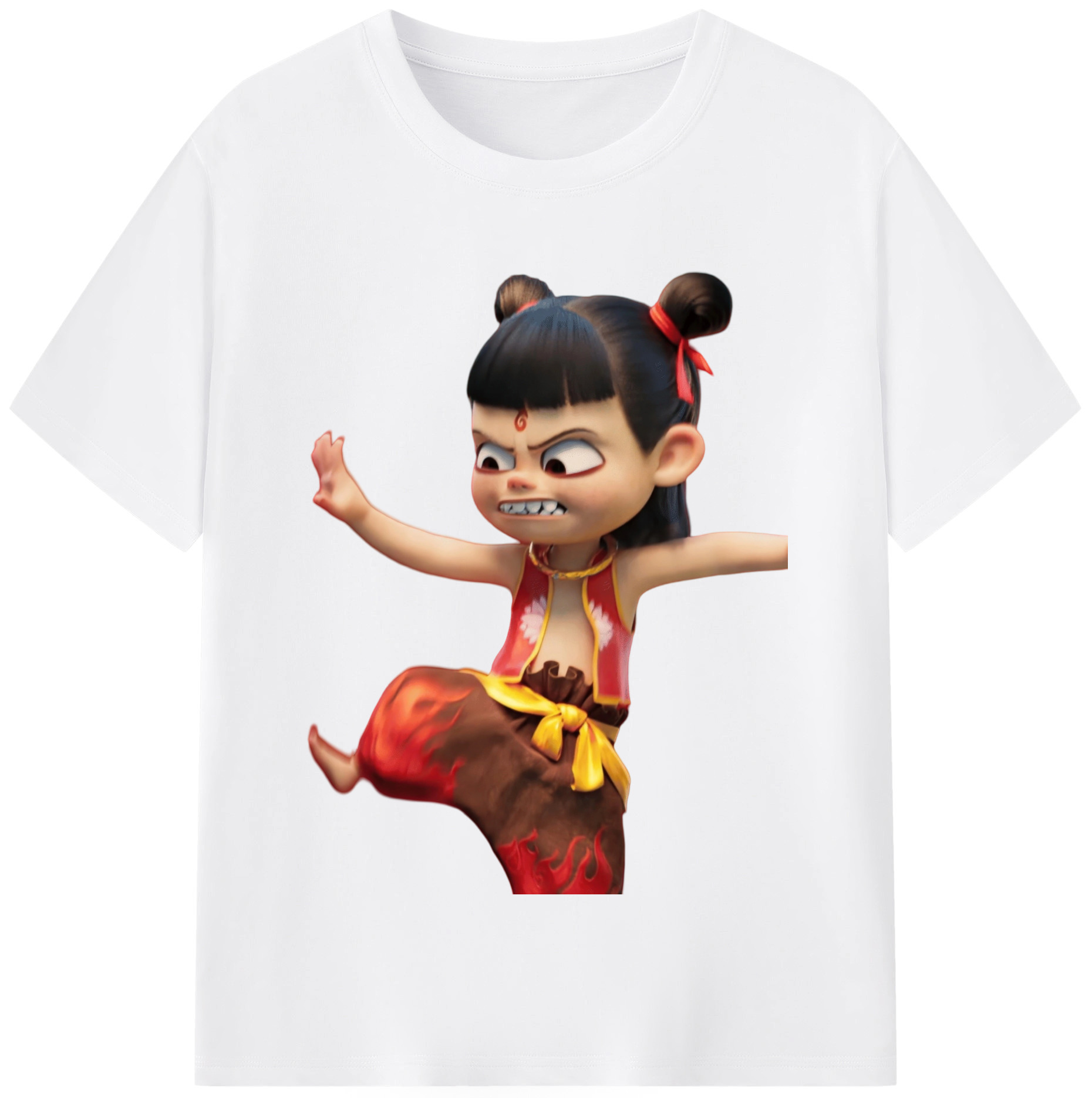 （画像用） Ne Zha 2 ナタ 魔童の大暴れ 綿100％半袖Tシャツ（フロントプリント）