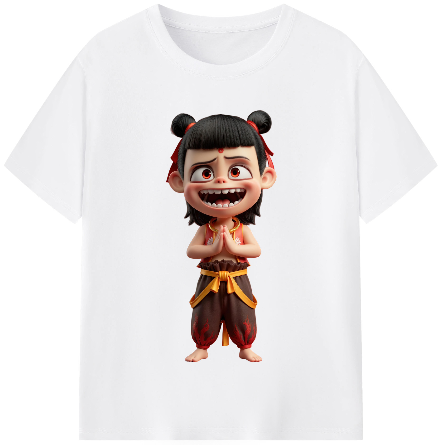 （画像用） Ne Zha 2 ナタ 魔童の大暴れ 綿100％半袖Tシャツ（フロントプリント）