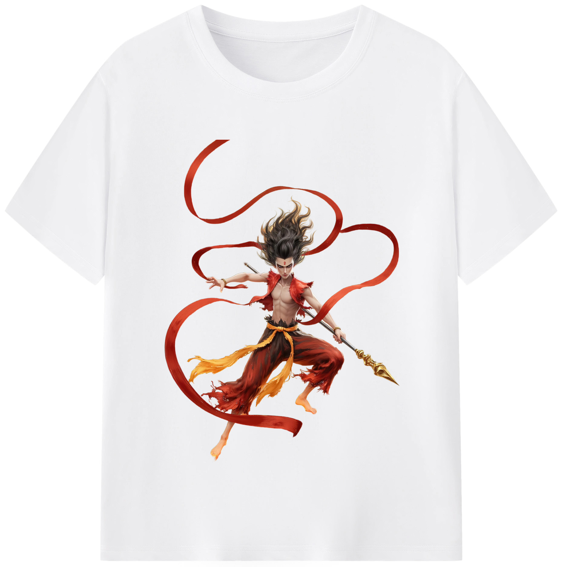 （画像用） Ne Zha 2 ナタ 魔童の大暴れ 綿100％半袖Tシャツ（フロントプリント）