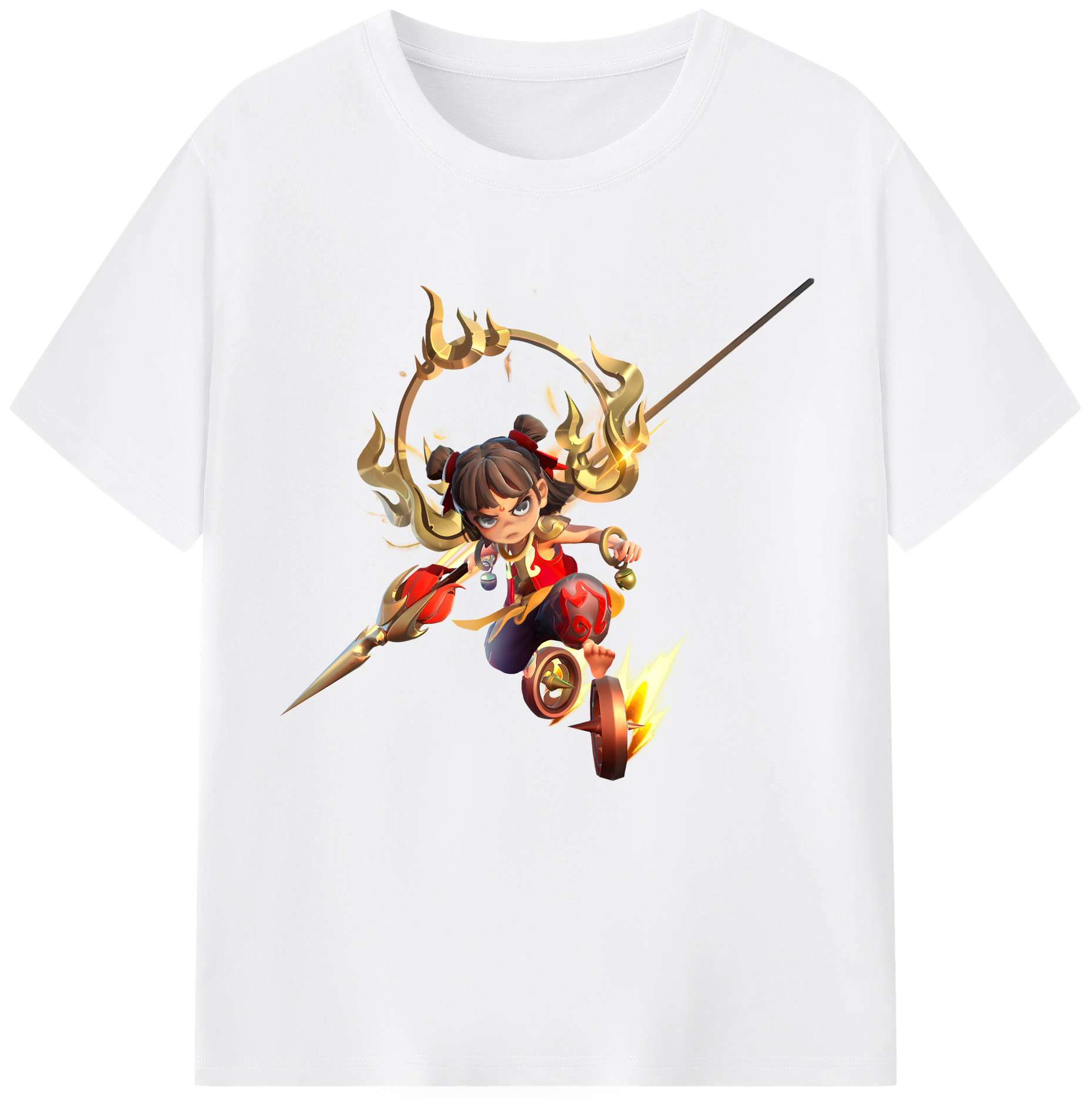 （画像用） Ne Zha 2 ナタ 魔童の大暴れ 綿100％半袖Tシャツ（フロントプリント）
