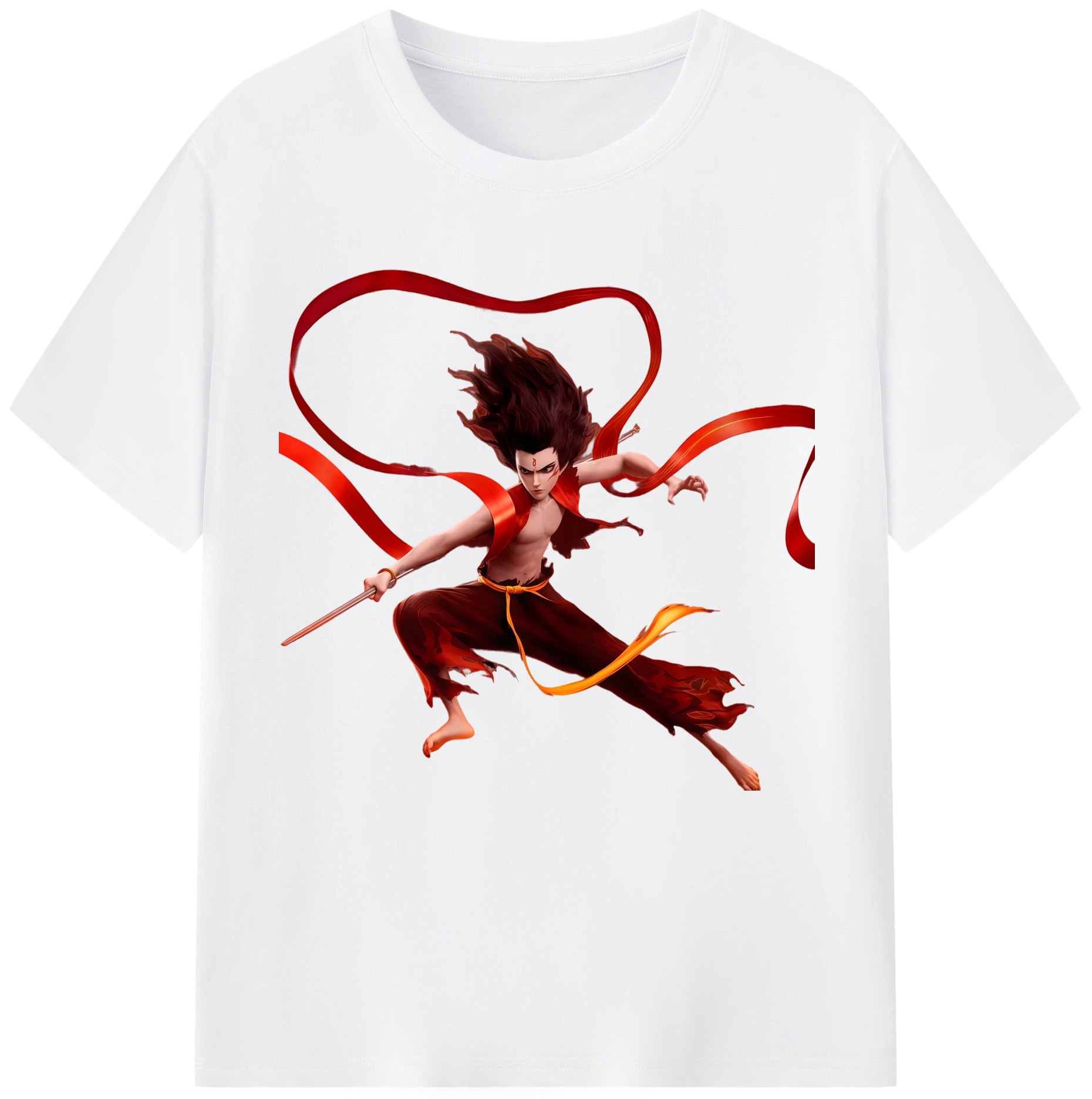 （画像用） Ne Zha 2 ナタ 魔童の大暴れ 綿100％半袖Tシャツ（フロントプリント）