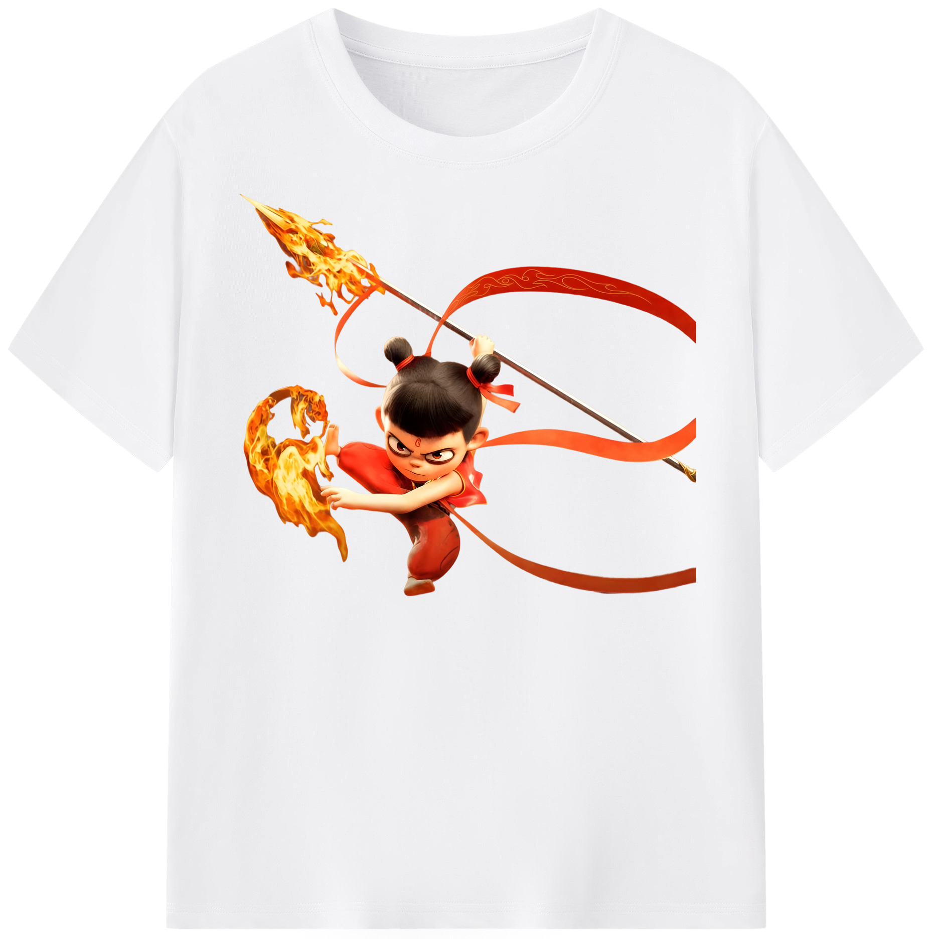 （画像用） Ne Zha 2 ナタ 魔童の大暴れ 綿100％半袖Tシャツ（フロントプリント）
