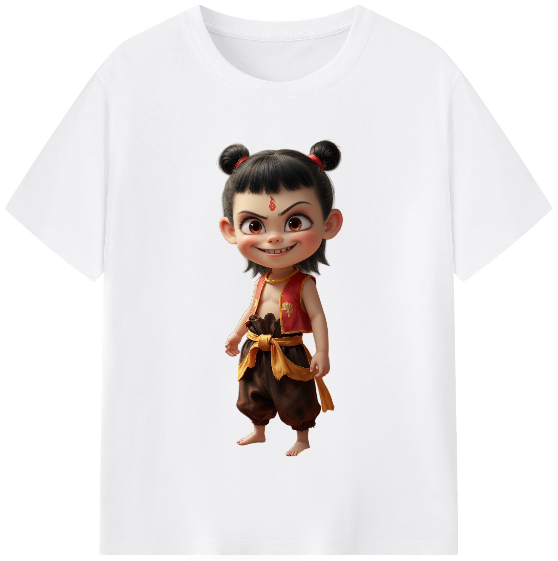 （画像用） Ne Zha 2 ナタ 魔童の大暴れ 綿100％半袖Tシャツ（フロントプリント）