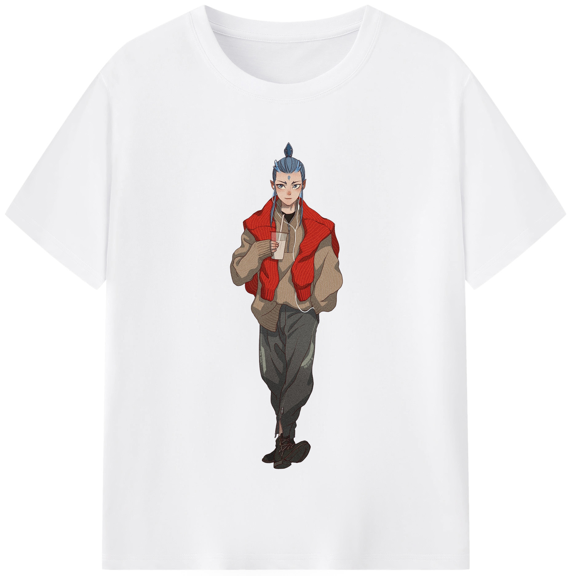 （画像用） Ne Zha 2 ナタ 魔童の大暴れ 綿100％半袖Tシャツ（フロントプリント）
