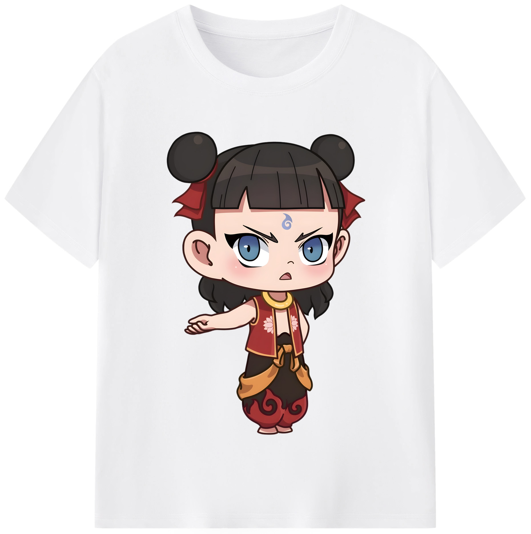 （画像用） Ne Zha 2 ナタ 魔童の大暴れ 綿100％半袖Tシャツ（フロントプリント）