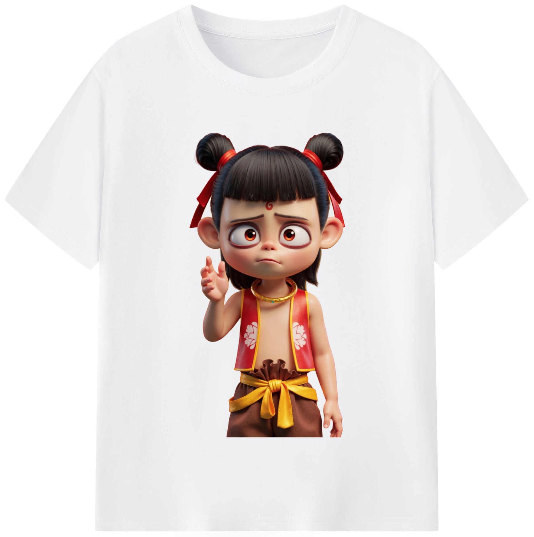 （画像用） Ne Zha 2 ナタ 魔童の大暴れ 綿100％半袖Tシャツ（フロントプリント）