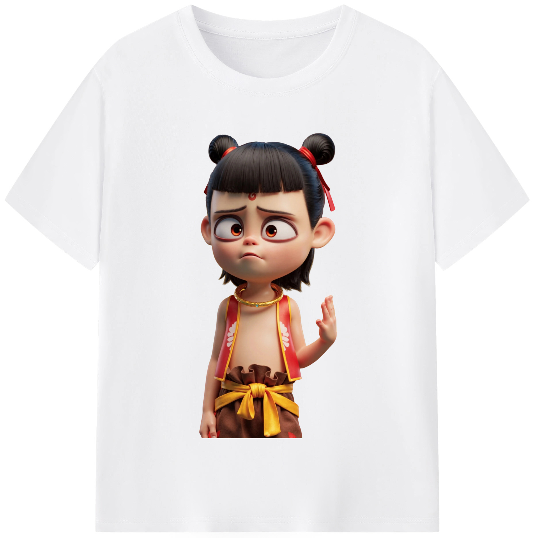（画像用） Ne Zha 2 ナタ 魔童の大暴れ 綿100％半袖Tシャツ（フロントプリント）