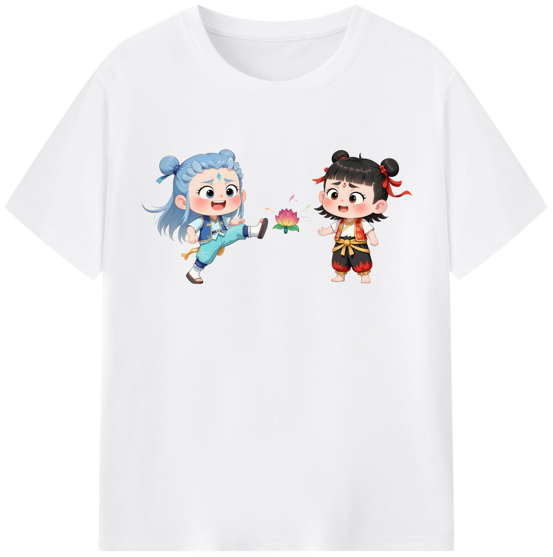 （画像用） Ne Zha 2 ナタ 魔童の大暴れ 綿100％半袖Tシャツ（フロントプリント）