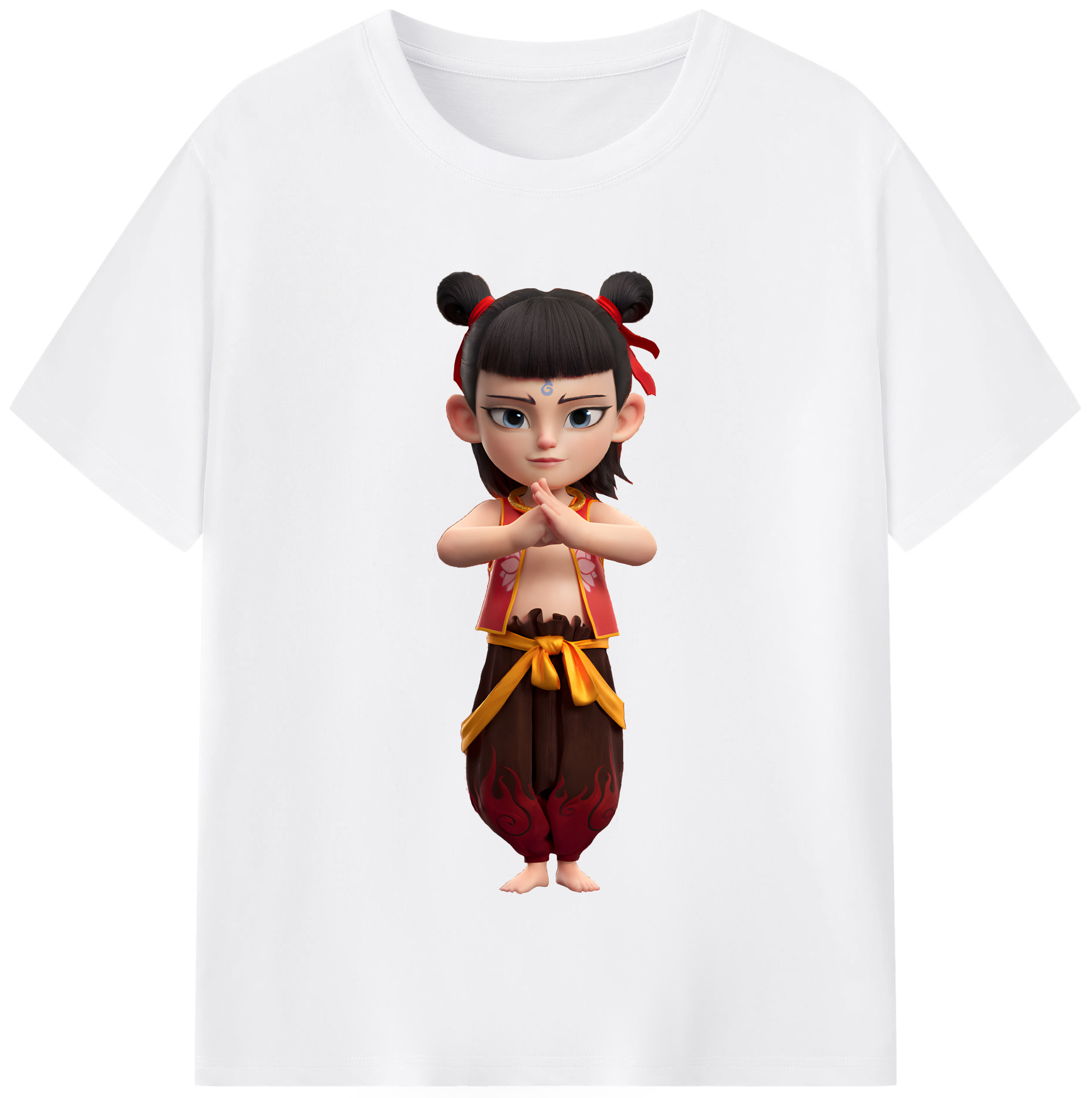 （画像用） Ne Zha 2 ナタ 魔童の大暴れ 綿100％半袖Tシャツ（フロントプリント）