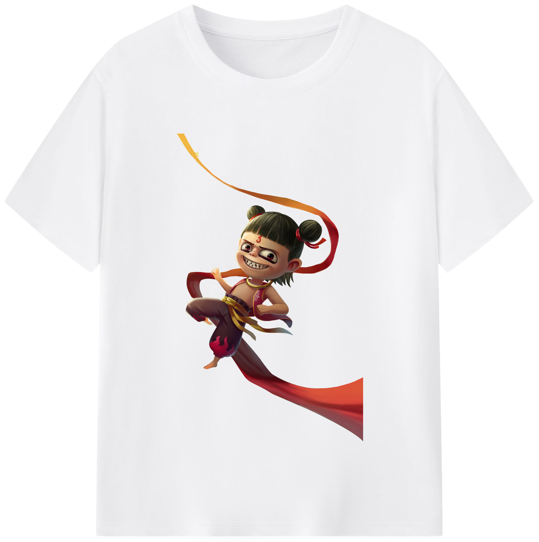 （画像用） Ne Zha 2 ナタ 魔童の大暴れ 綿100％半袖Tシャツ（フロントプリント）