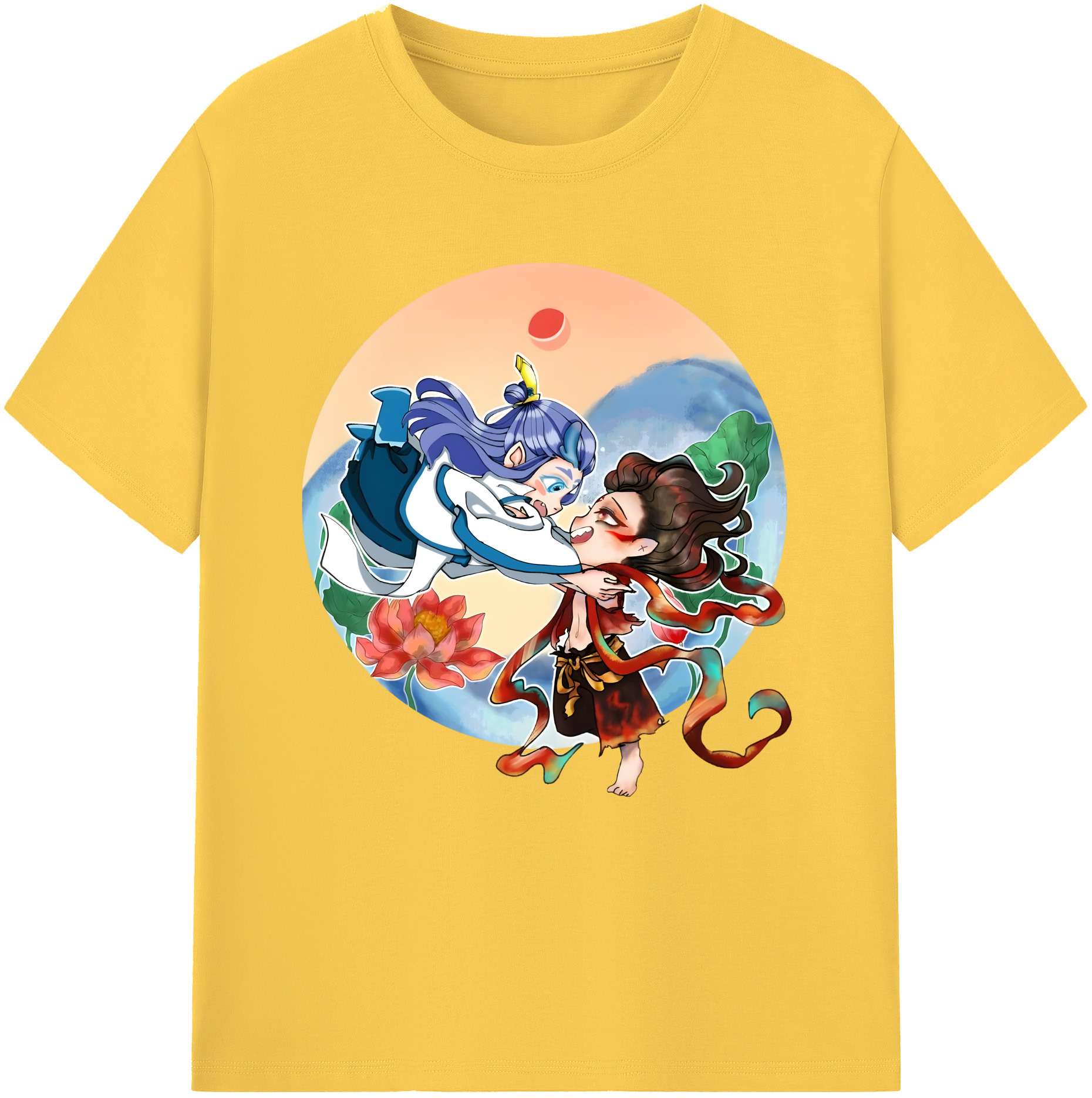 （画像用） Ne Zha 2 ナタ 魔童の大暴れ 綿100％半袖Tシャツ（フロントプリント）