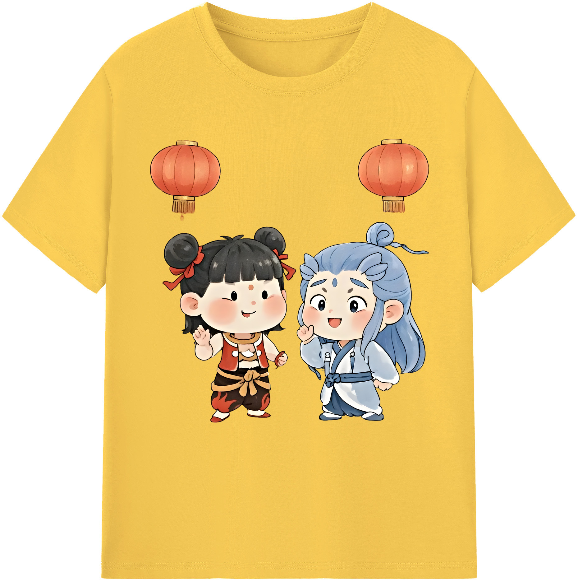（画像用） Ne Zha 2 ナタ 魔童の大暴れ 綿100％半袖Tシャツ（フロントプリント）