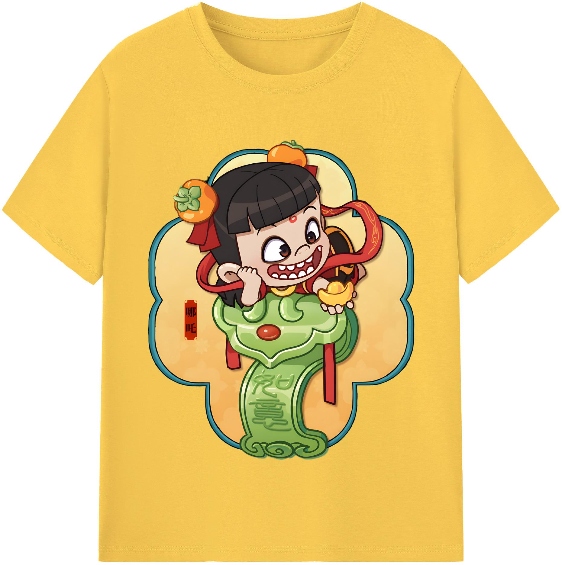 （画像用） Ne Zha 2 ナタ 魔童の大暴れ 綿100％半袖Tシャツ（フロントプリント）