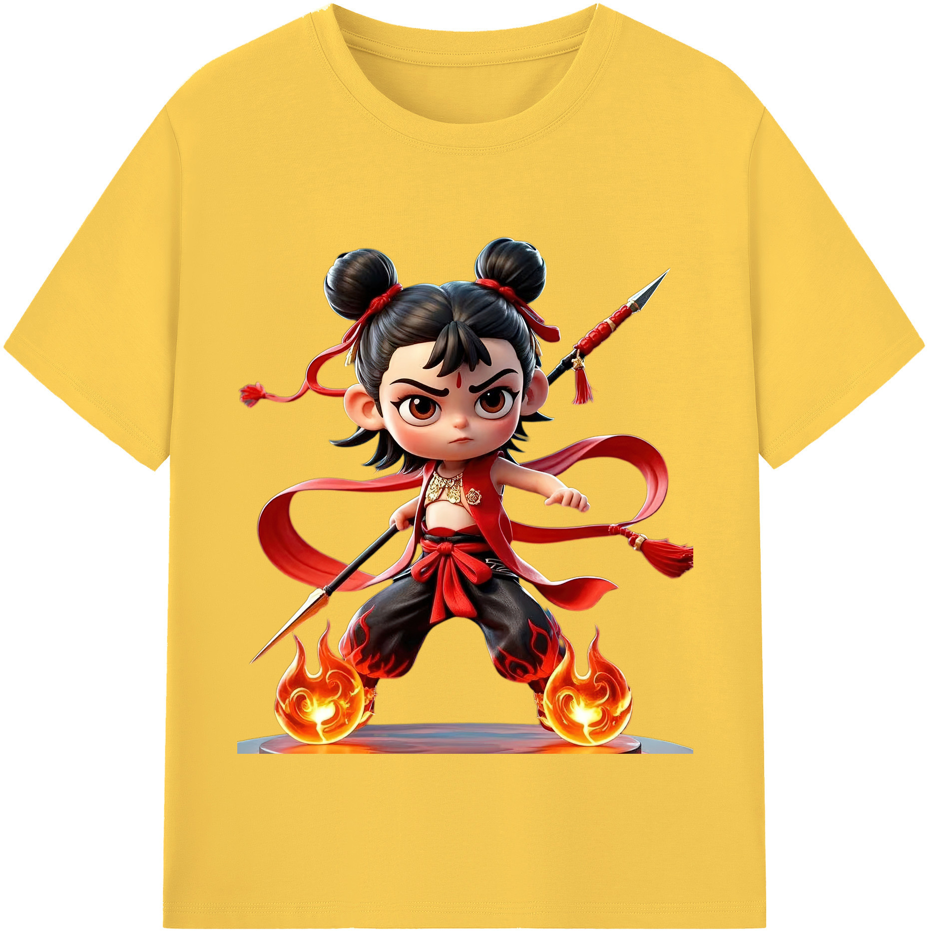 （画像用） Ne Zha 2 ナタ 魔童の大暴れ 綿100％半袖Tシャツ（フロントプリント）