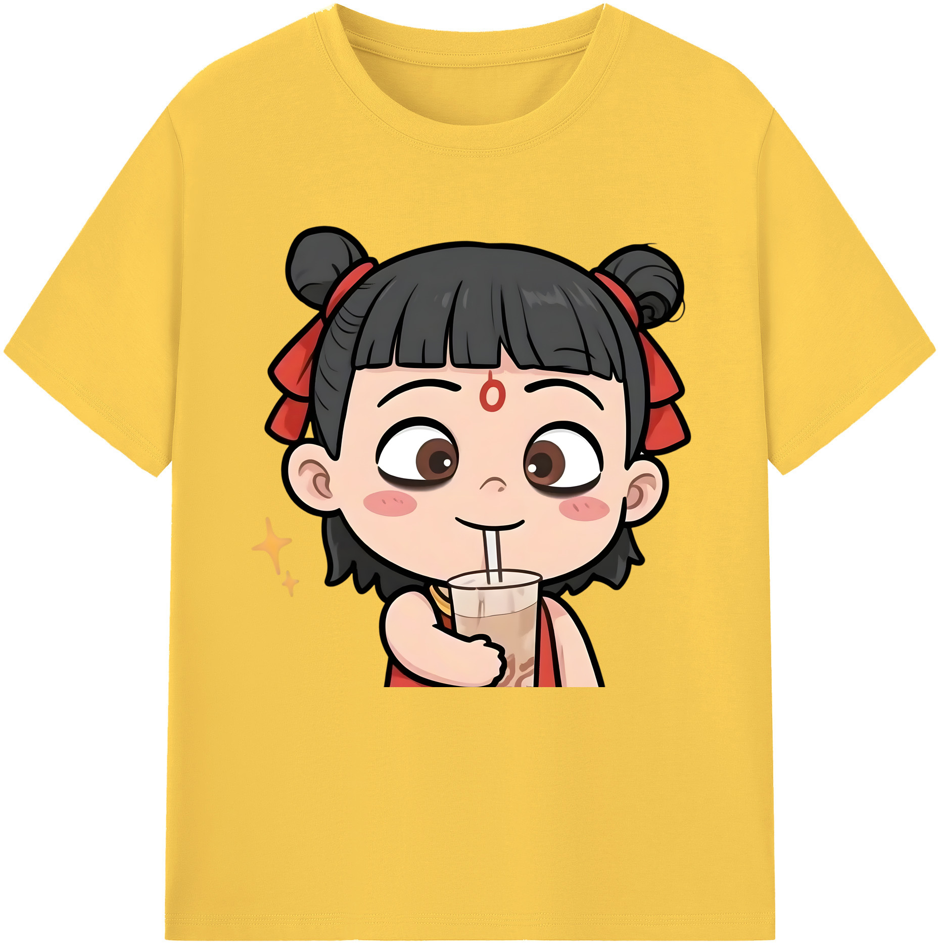 （画像用） Ne Zha 2 ナタ 魔童の大暴れ 綿100％半袖Tシャツ（フロントプリント）