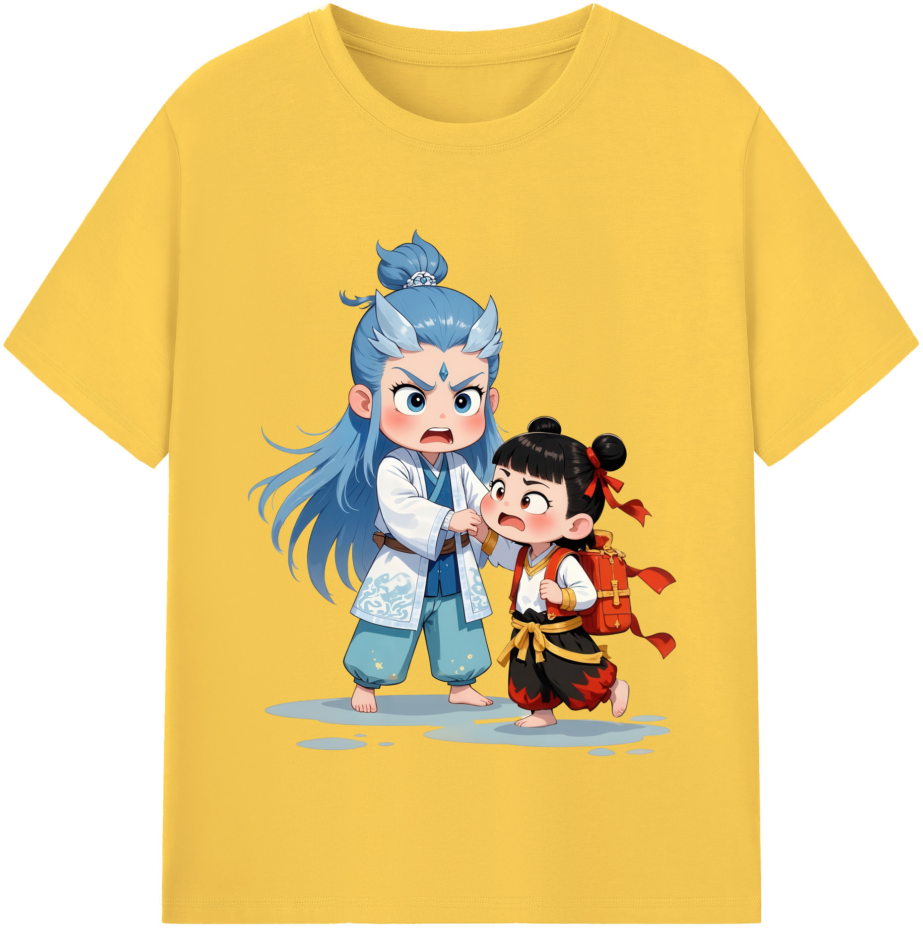 （画像用） Ne Zha 2 ナタ 魔童の大暴れ 綿100％半袖Tシャツ（フロントプリント）