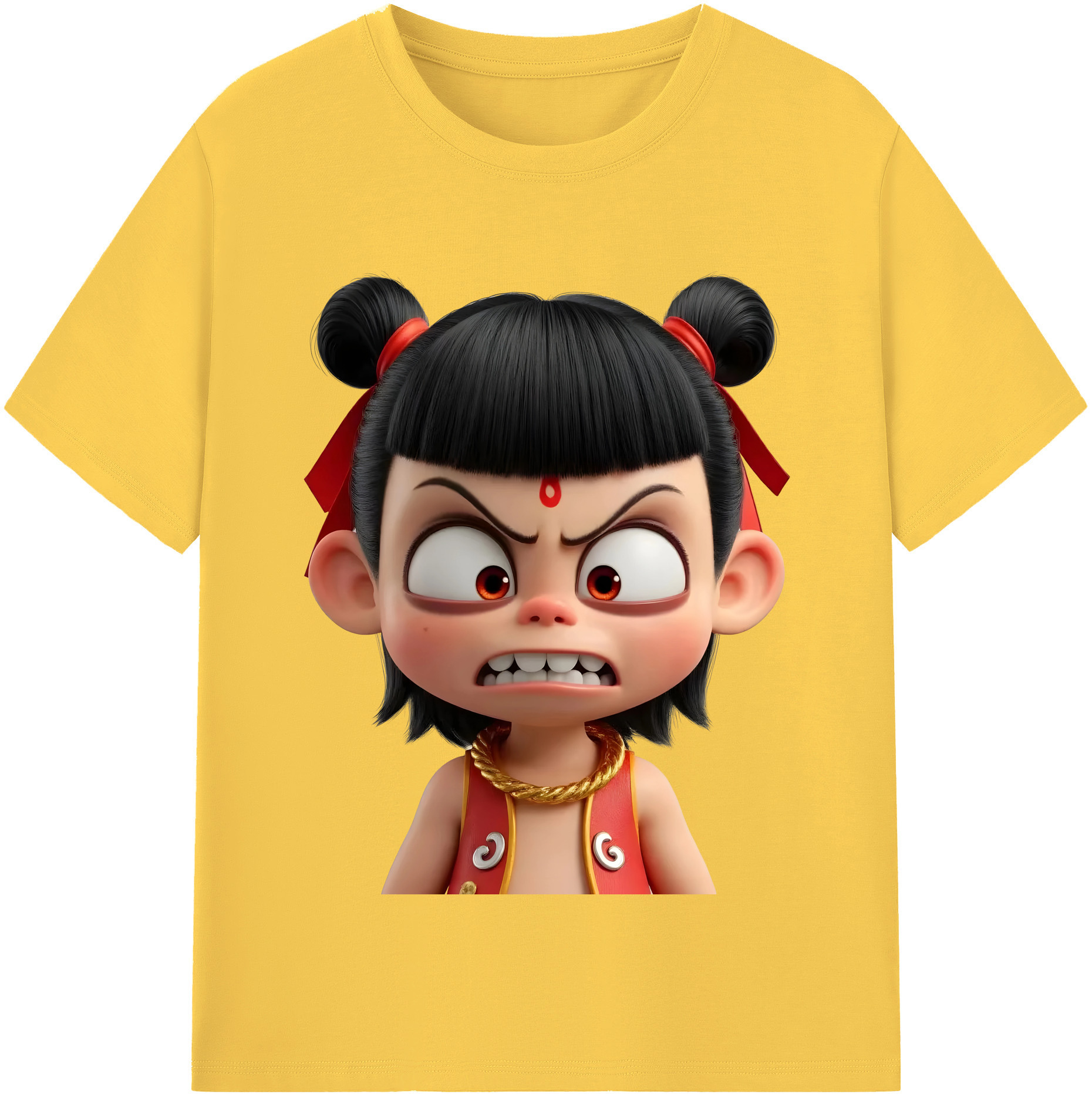 （画像用） Ne Zha 2 ナタ 魔童の大暴れ 綿100％半袖Tシャツ（フロントプリント）