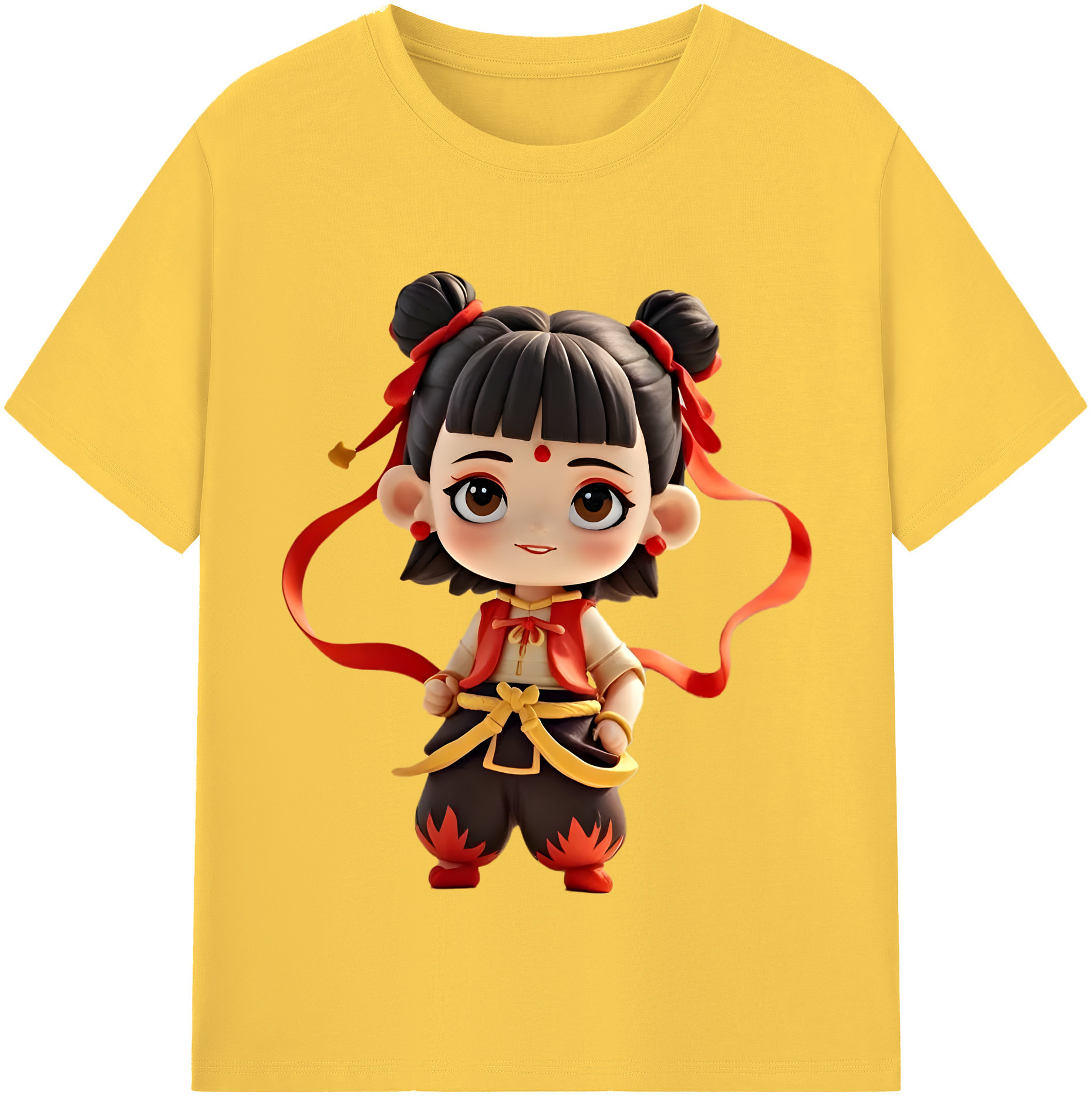 （画像用） Ne Zha 2 ナタ 魔童の大暴れ 綿100％半袖Tシャツ（フロントプリント）