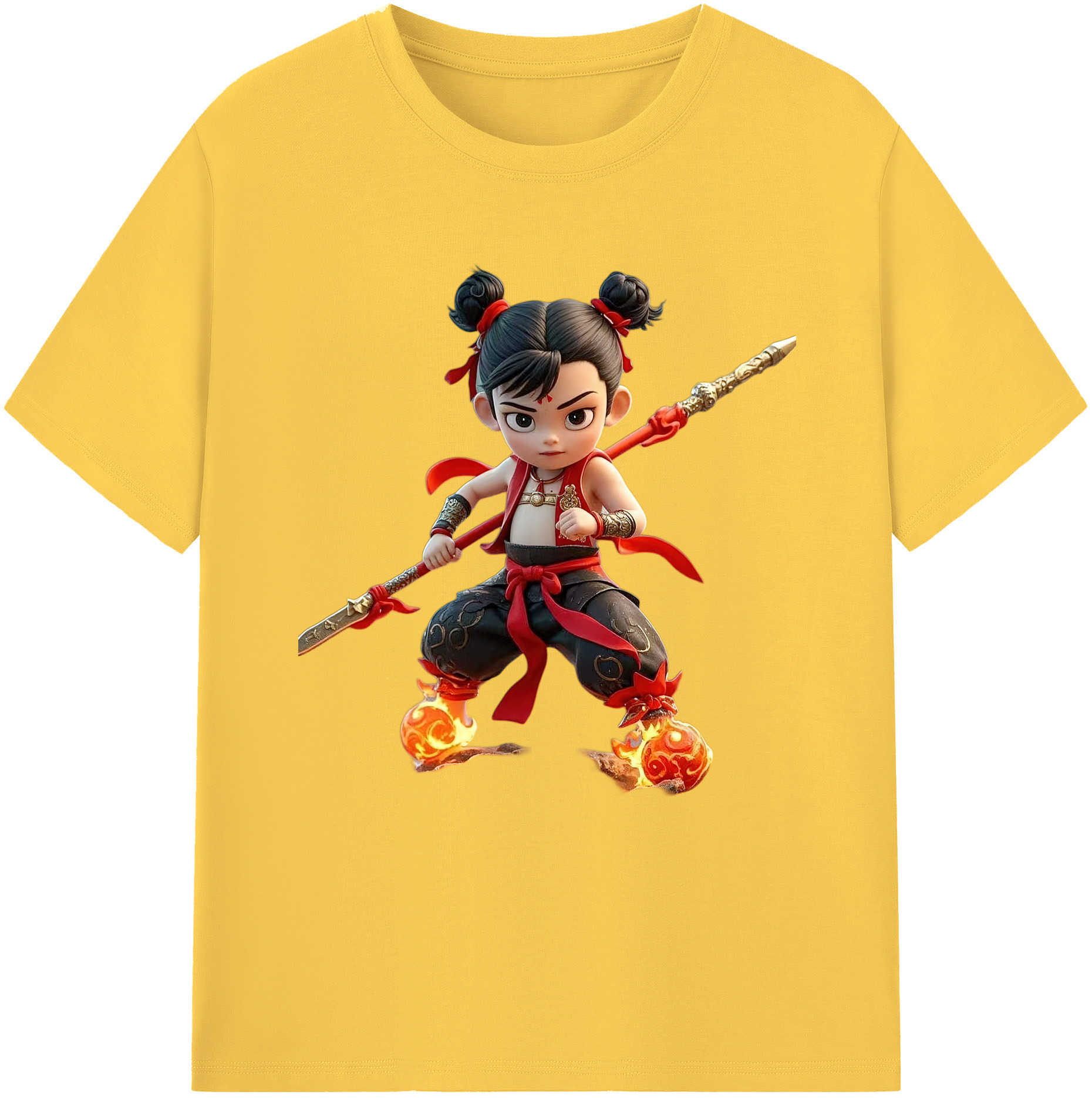 （画像用） Ne Zha 2 ナタ 魔童の大暴れ 綿100％半袖Tシャツ（フロントプリント）