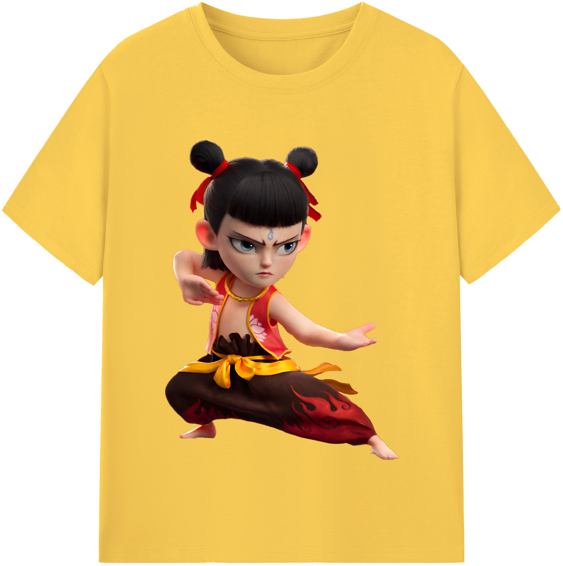 （画像用） Ne Zha 2 ナタ 魔童の大暴れ 綿100％半袖Tシャツ（フロントプリント）