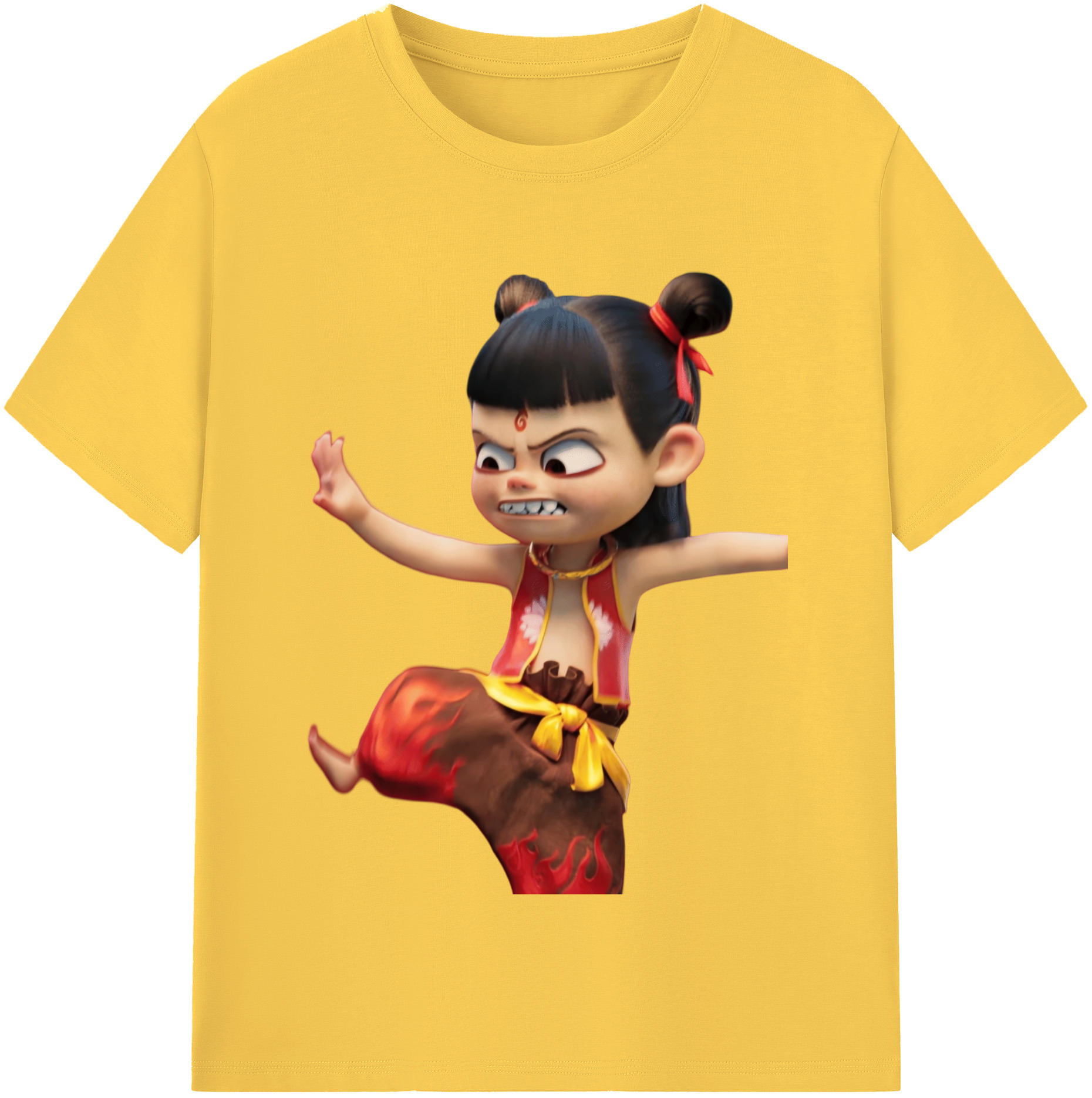 （画像用） Ne Zha 2 ナタ 魔童の大暴れ 綿100％半袖Tシャツ（フロントプリント）