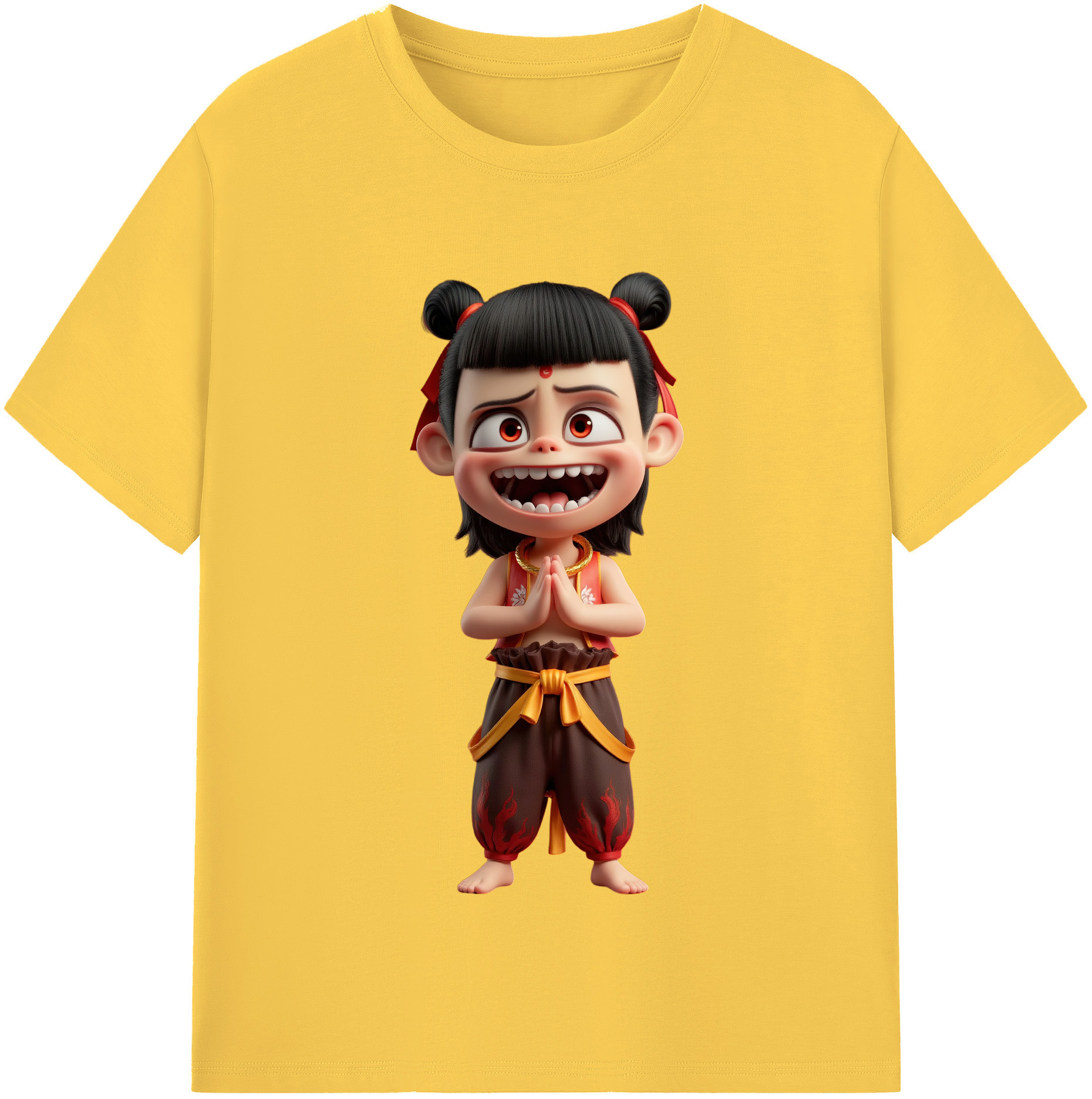 （画像用） Ne Zha 2 ナタ 魔童の大暴れ 綿100％半袖Tシャツ（フロントプリント）