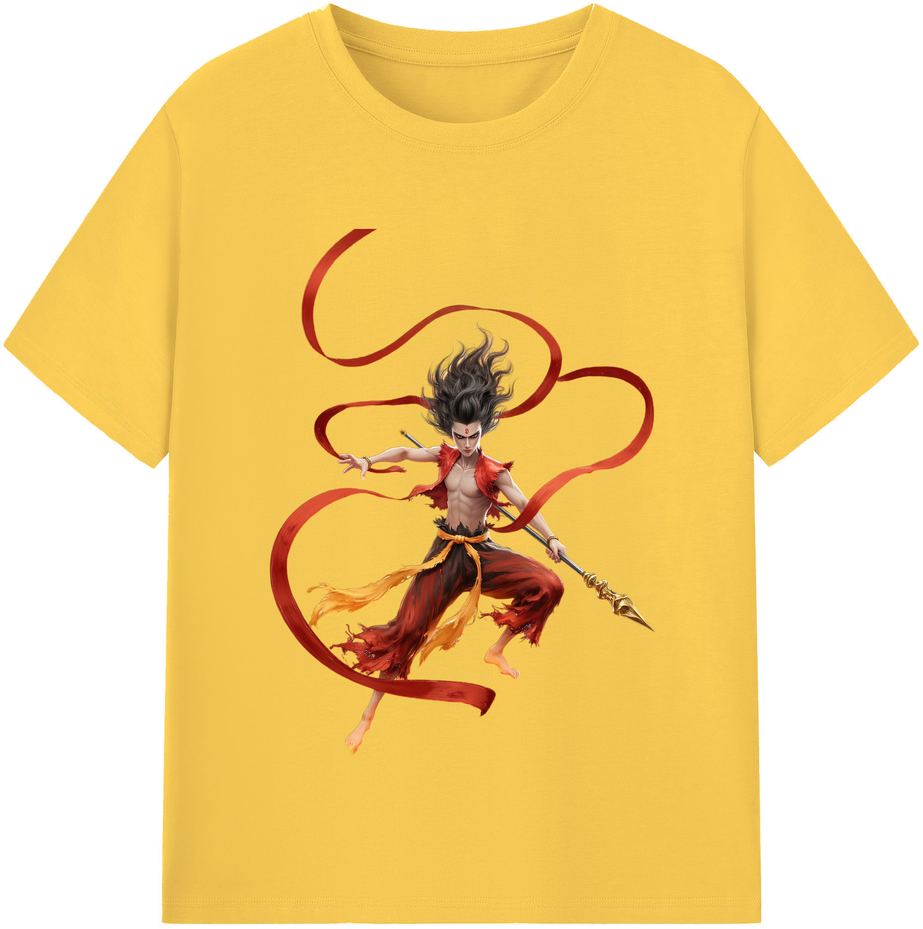 （画像用） Ne Zha 2 ナタ 魔童の大暴れ 綿100％半袖Tシャツ（フロントプリント）