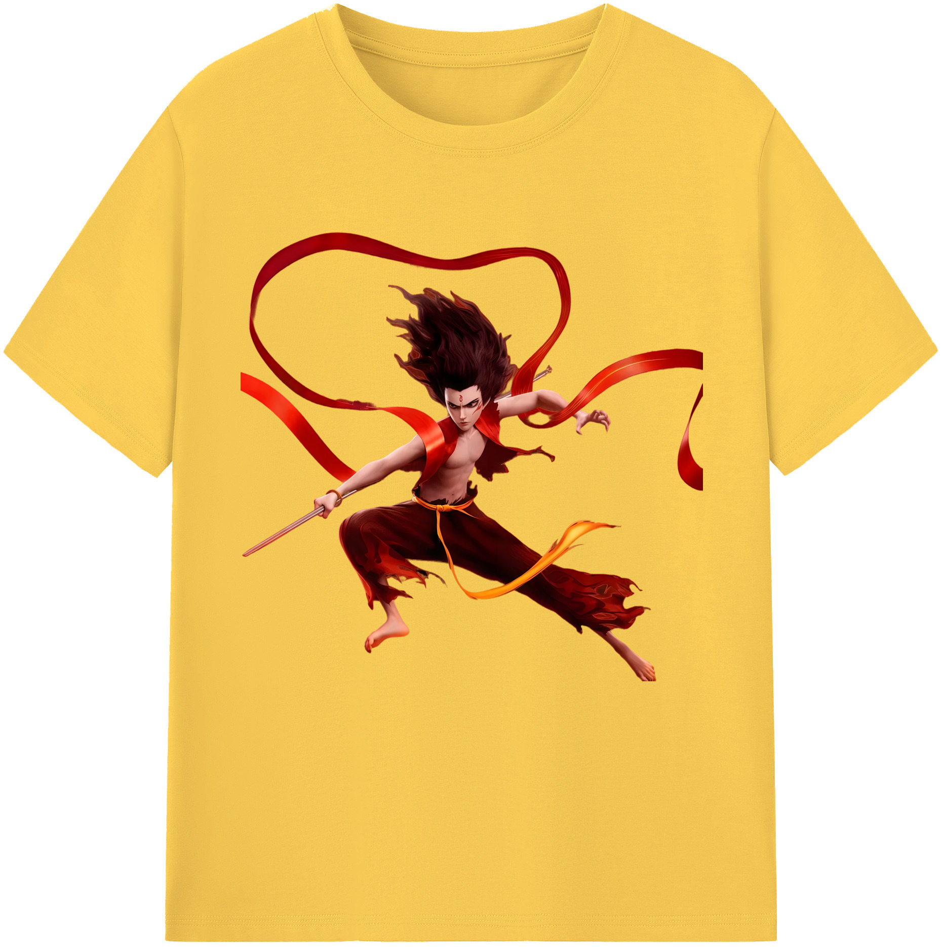 （画像用） Ne Zha 2 ナタ 魔童の大暴れ 綿100％半袖Tシャツ（フロントプリント）